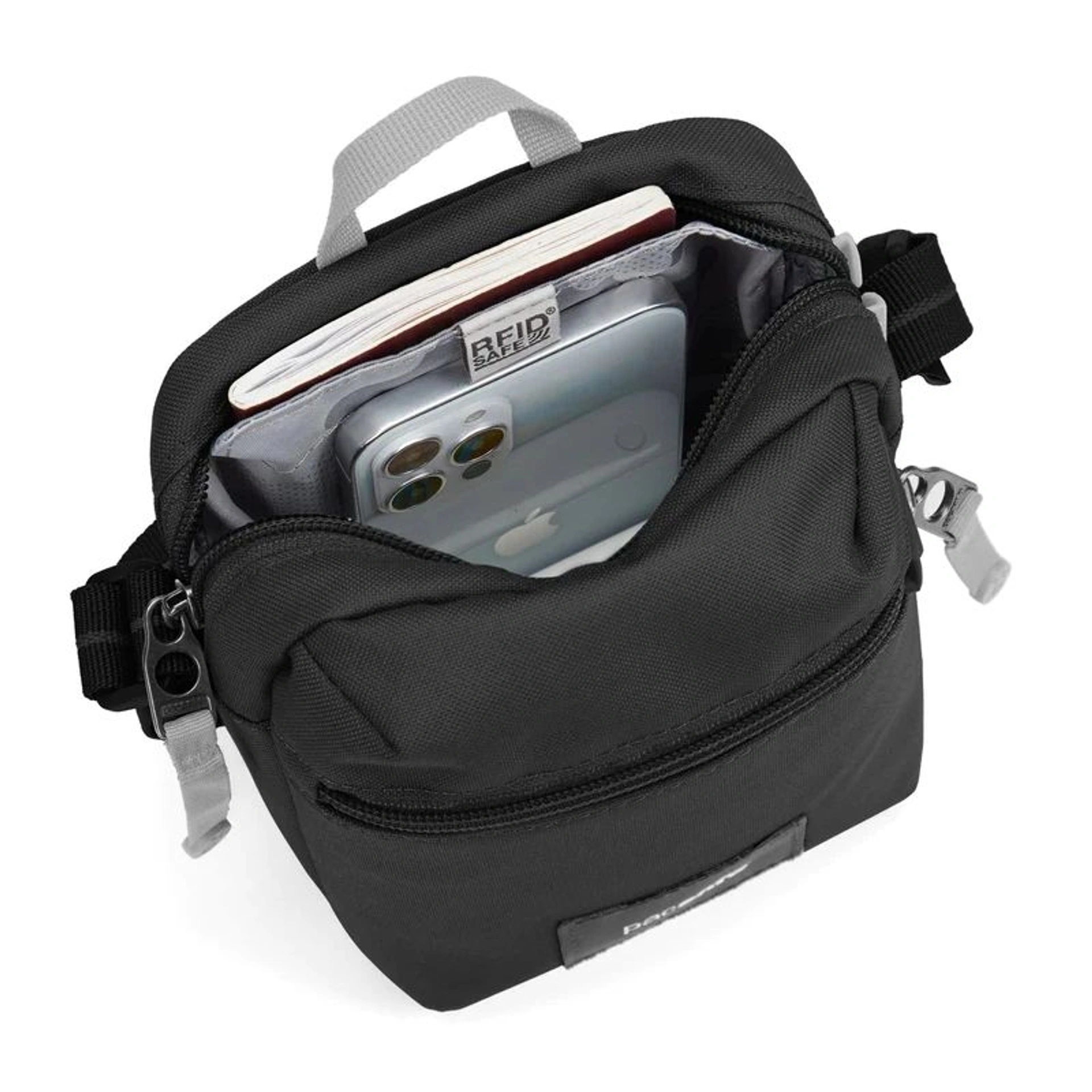 Сумка через плече антизлодій Pacsafe GO Micro Crossbody - Насичений чорний