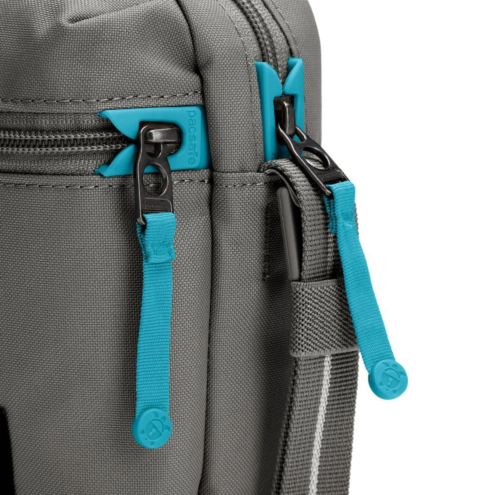 Сумка через плече антизлодій Pacsafe GO Micro Crossbody - Сірий / блакитний