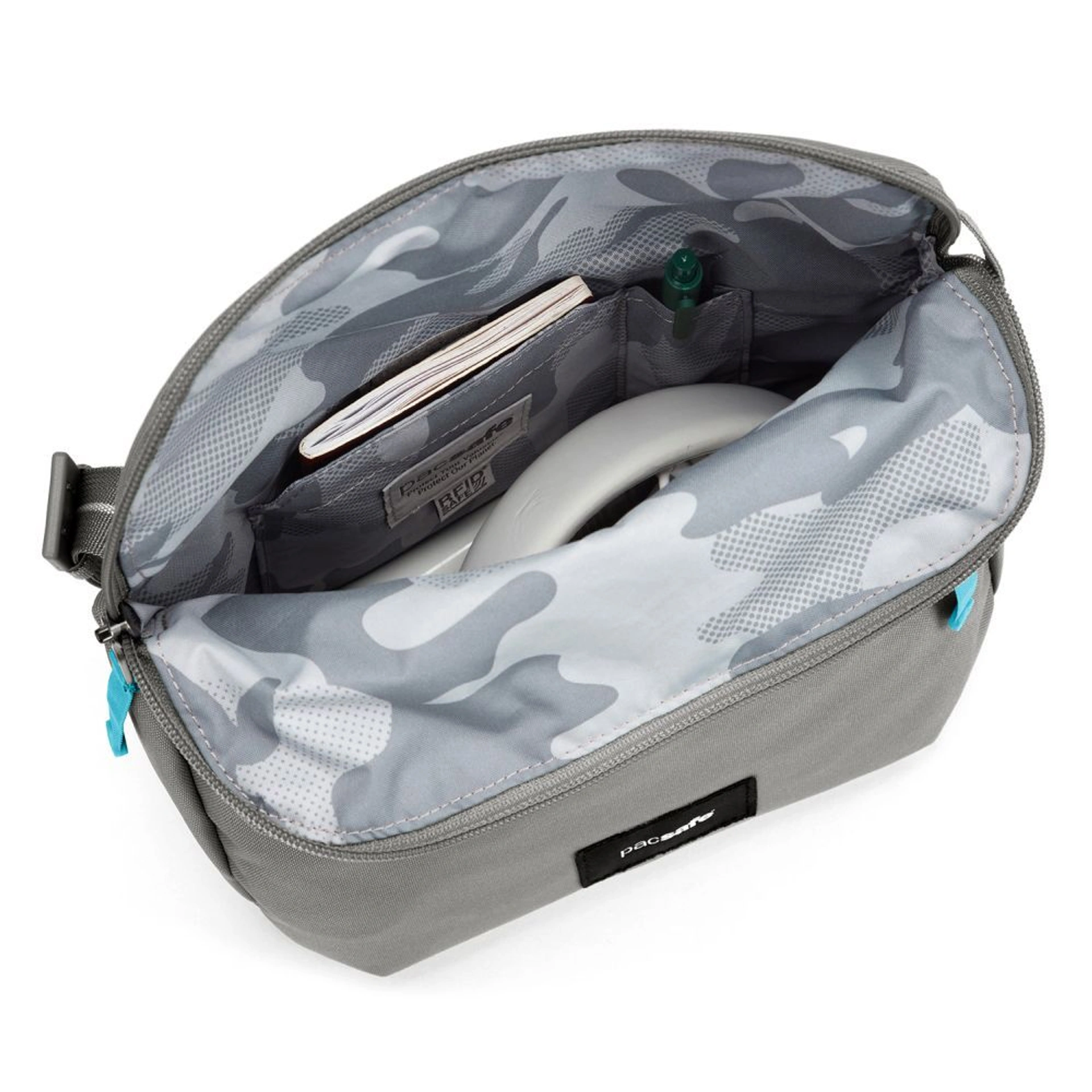 Сумка через плече антизлодій Pacsafe GO Saddle Crossbody - Сірий / блакитний