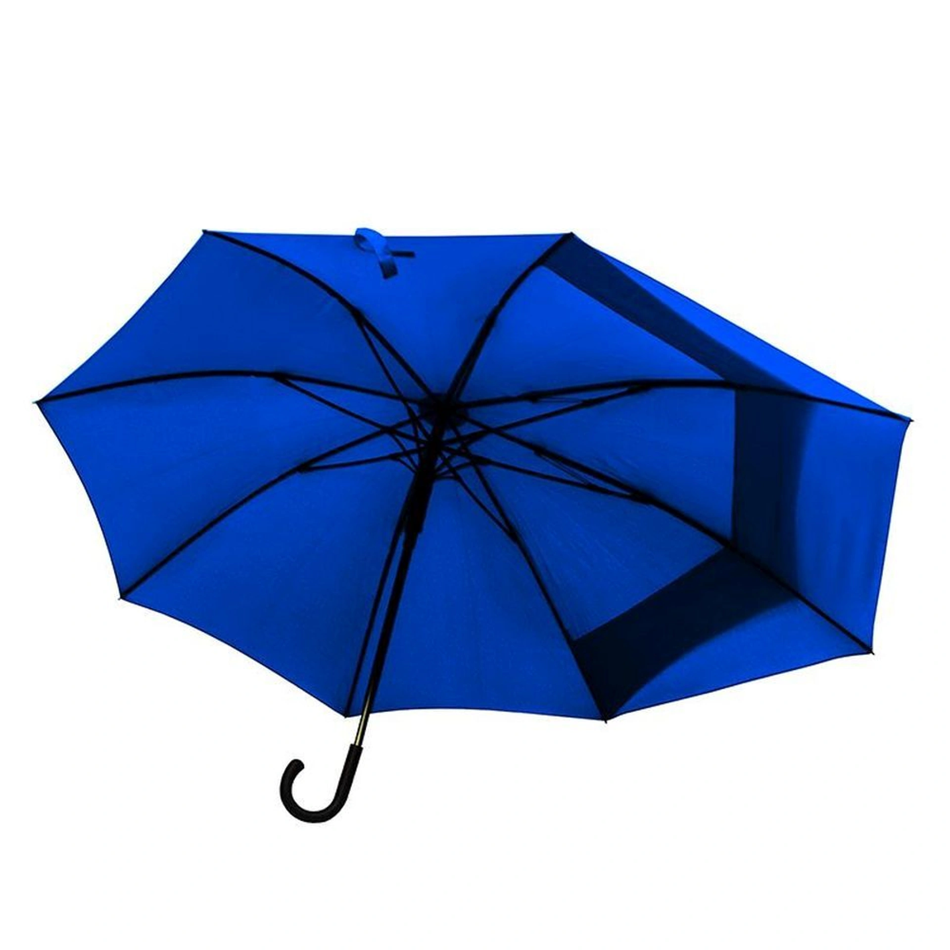 Line Art Backsafe Semi-Automatic Walking Stick Umbrella, Extended Rear Section - Dark blue