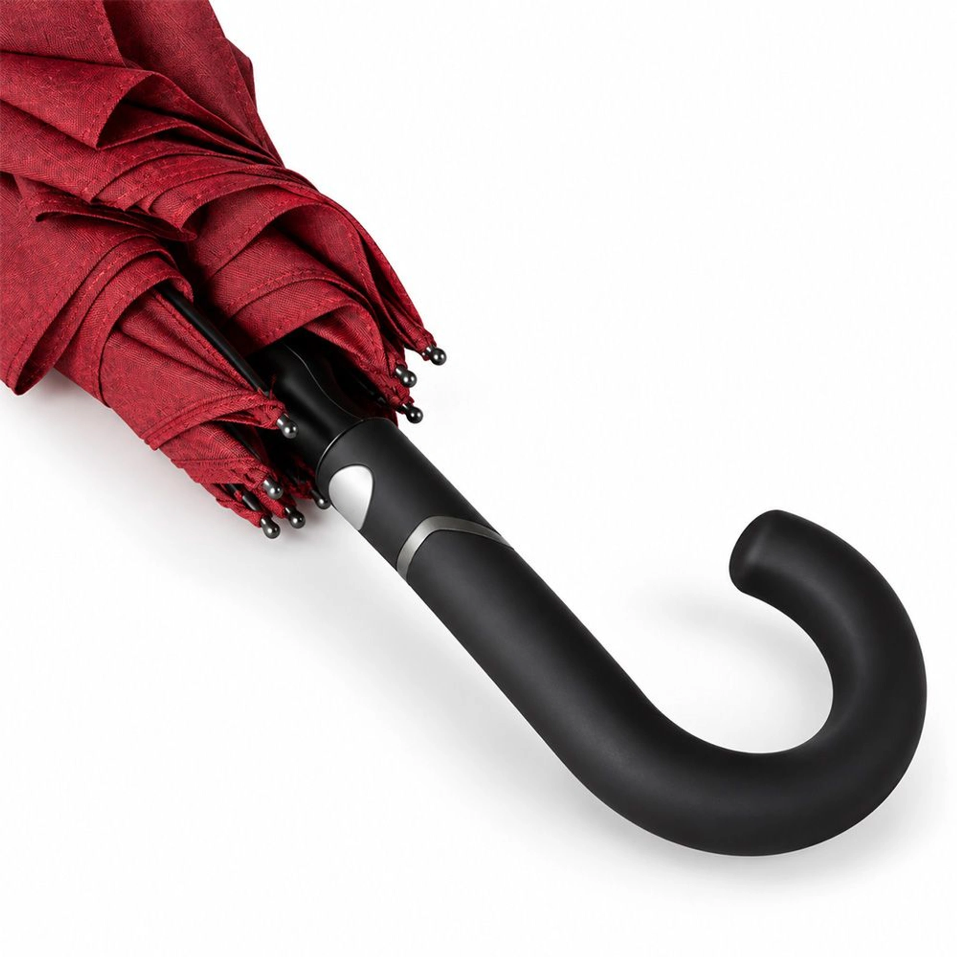 Line Art Status Semi-Automatic Walking Stick Umbrella - Red