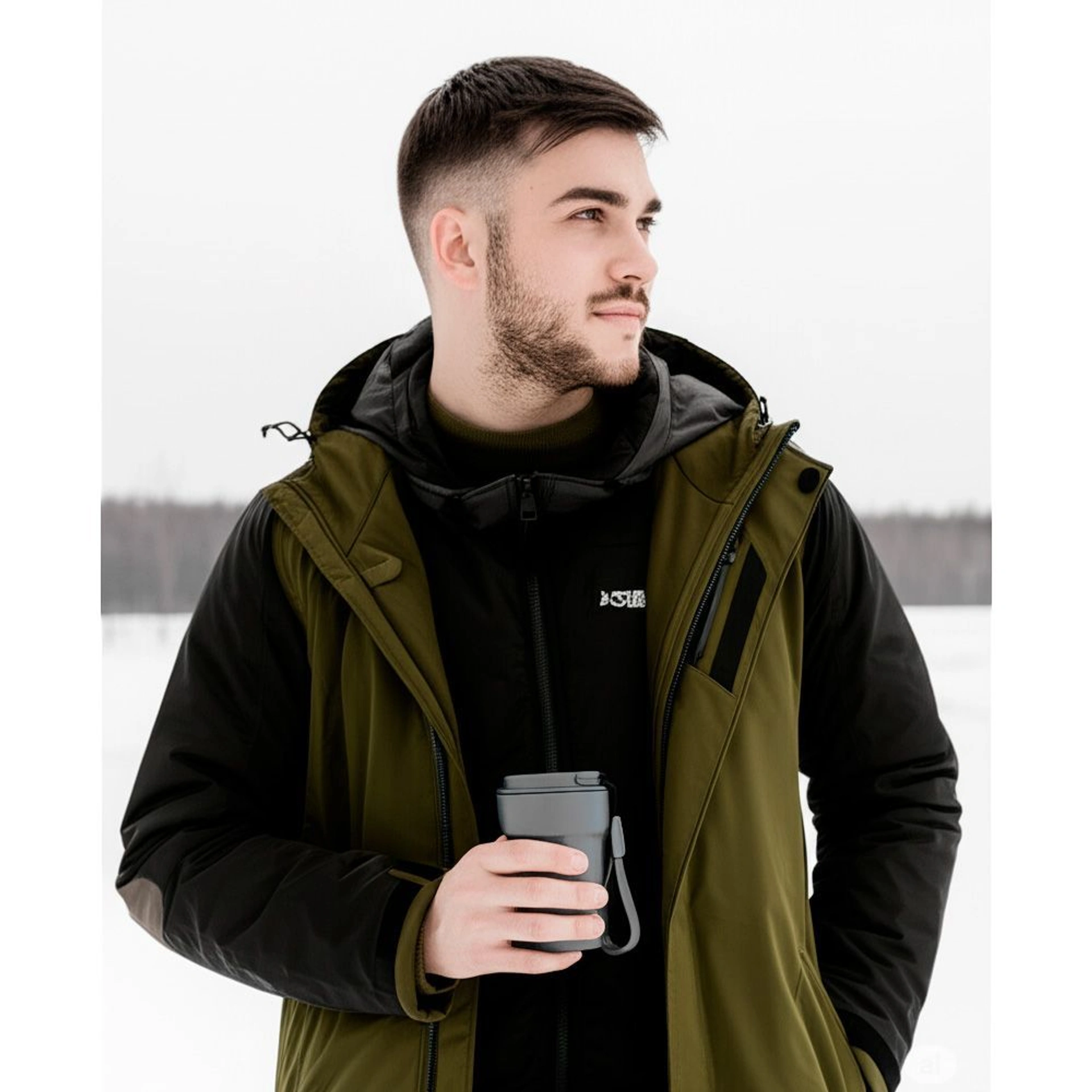 Термокружка 380 мл сталева Line Art Comfy, вакуумна - Сірий