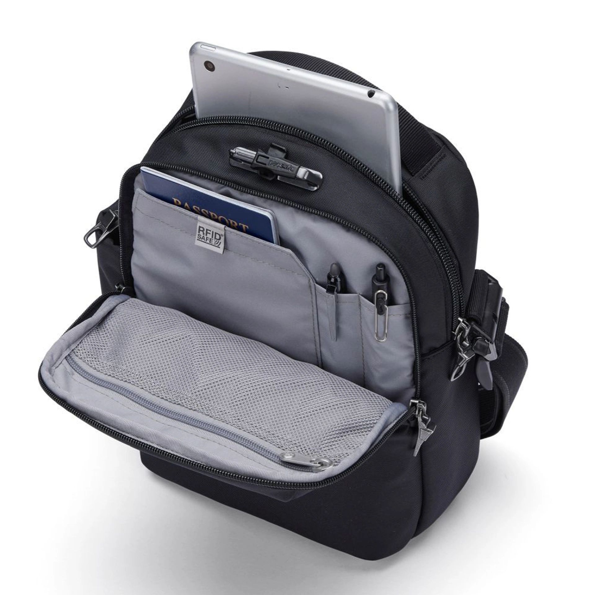 Сумка через плече антизлодій Pacsafe V Tour Crossbody - Чорний