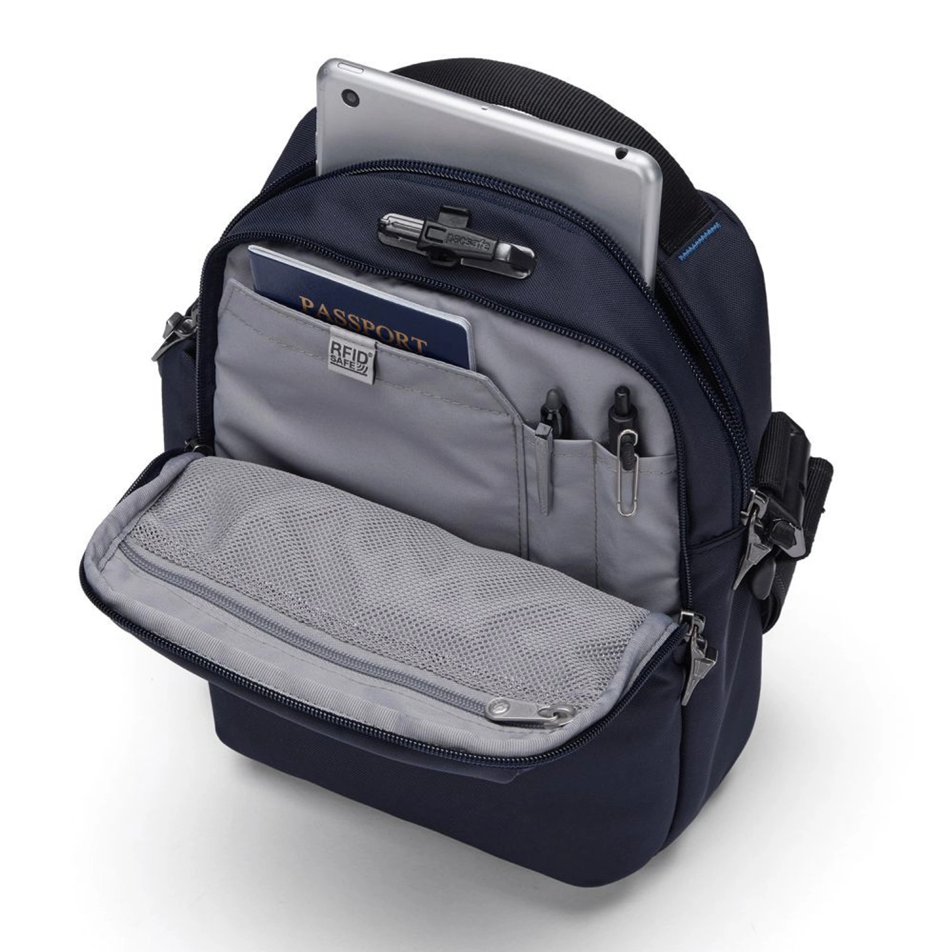 Сумка через плече антизлодій Pacsafe V Tour Crossbody - Темно-синій