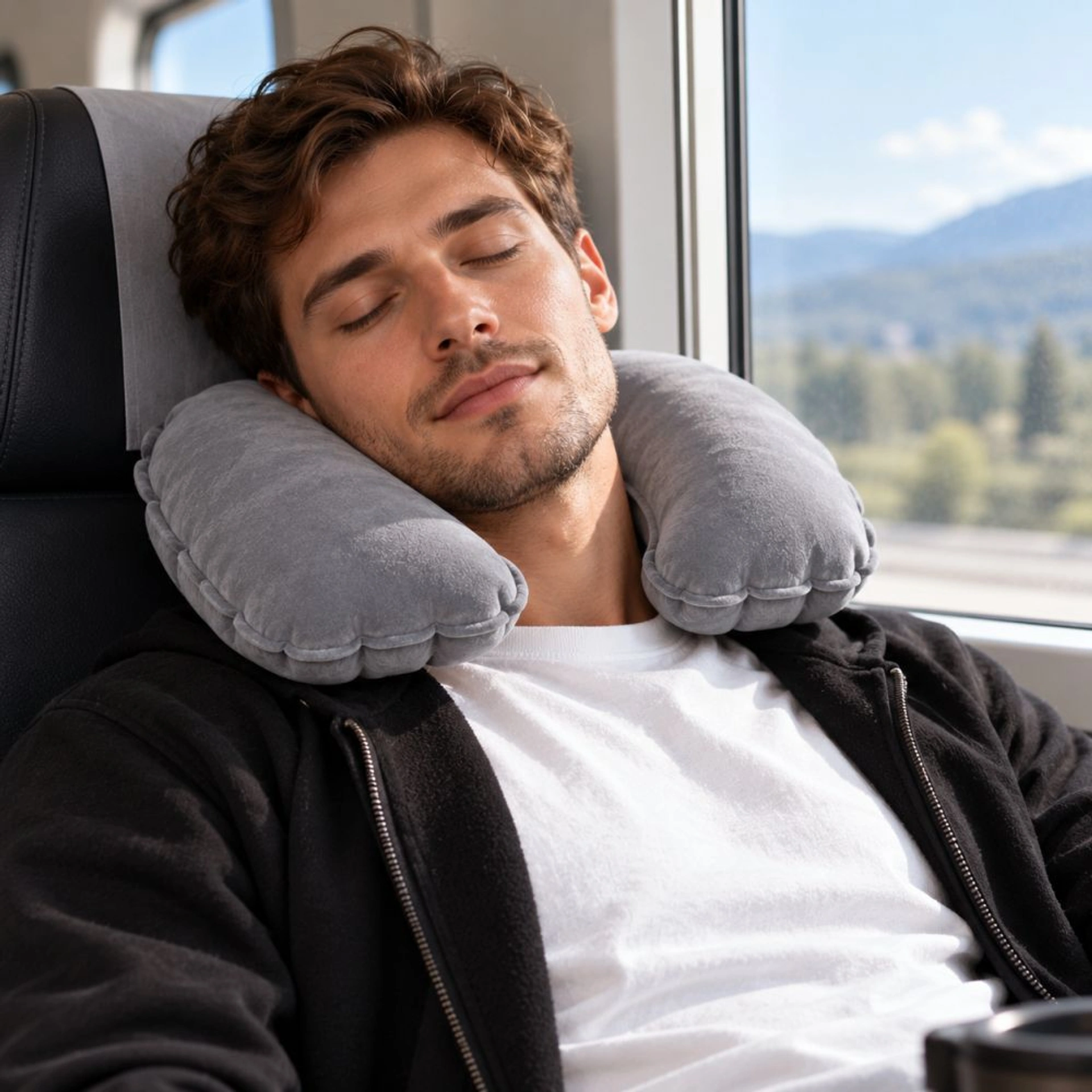 Travel Pillow - Inflatable Macma Marika in Case - Gray