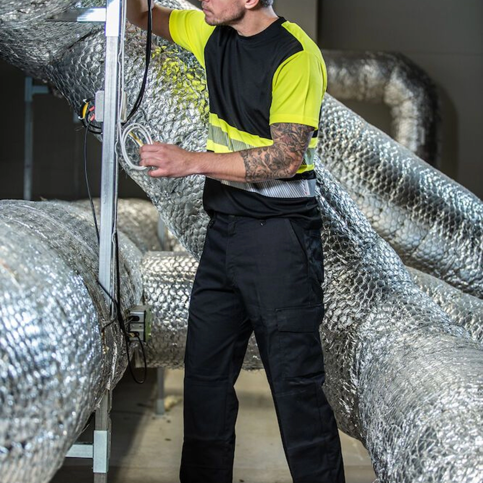 Штани Projob 2501 з кишенями для наколінників - Чорний / 100