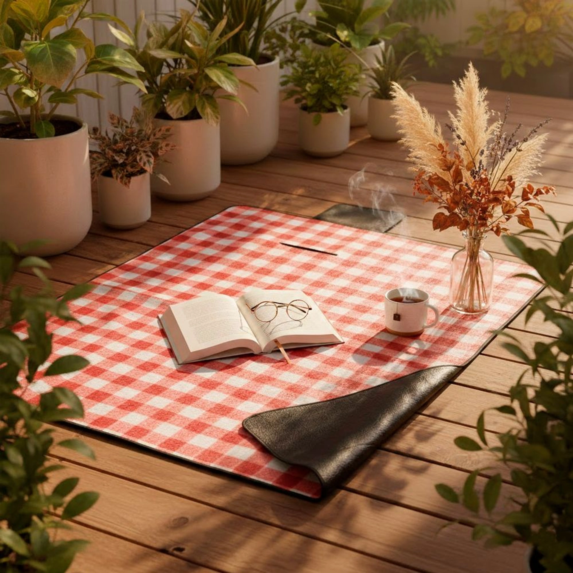 Плед флісовий двосторонній Soft Me Picnic 130х180см - Червоний / білий / чорний