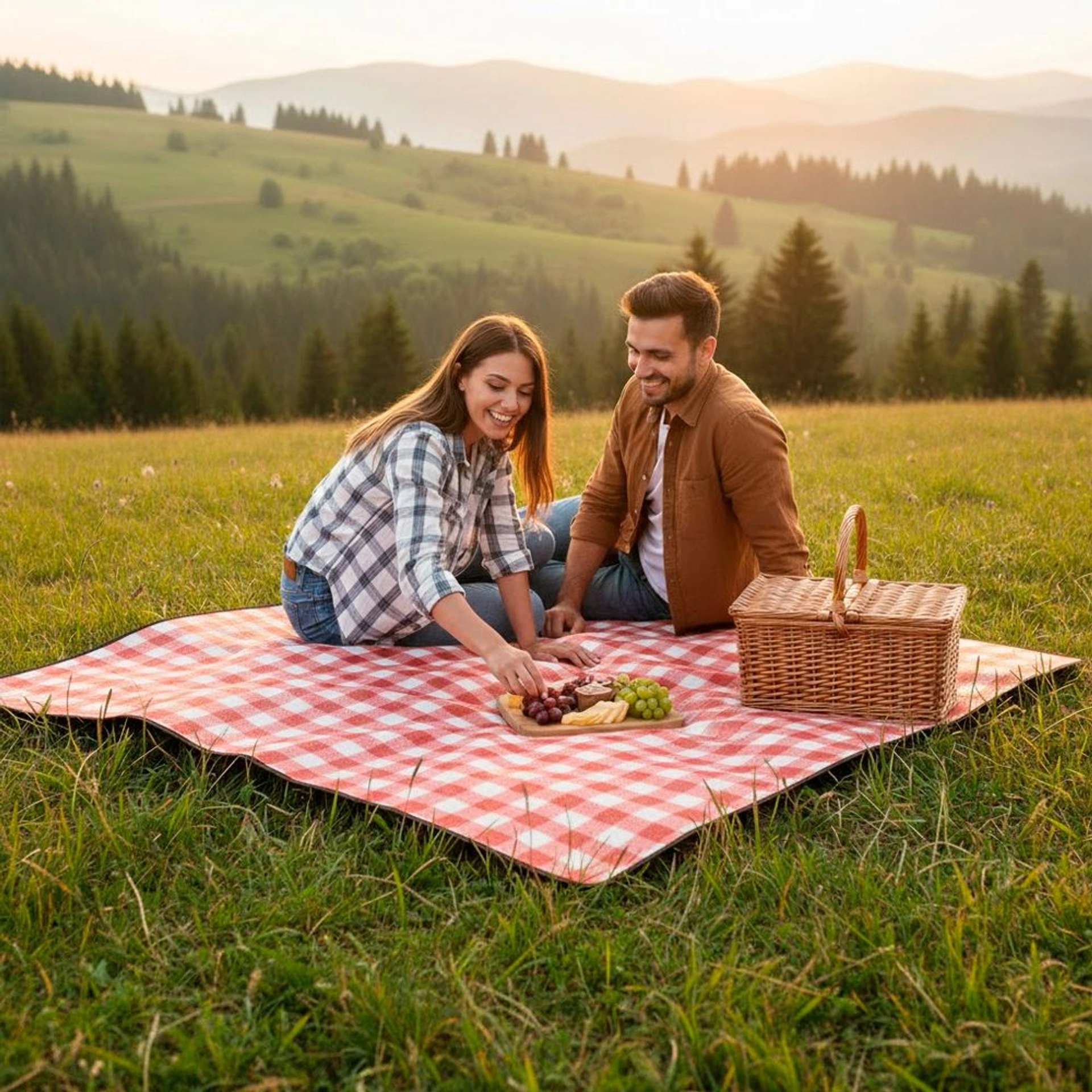 Плед флісовий двосторонній Soft Me Picnic 130х180см - Червоний / білий / чорний