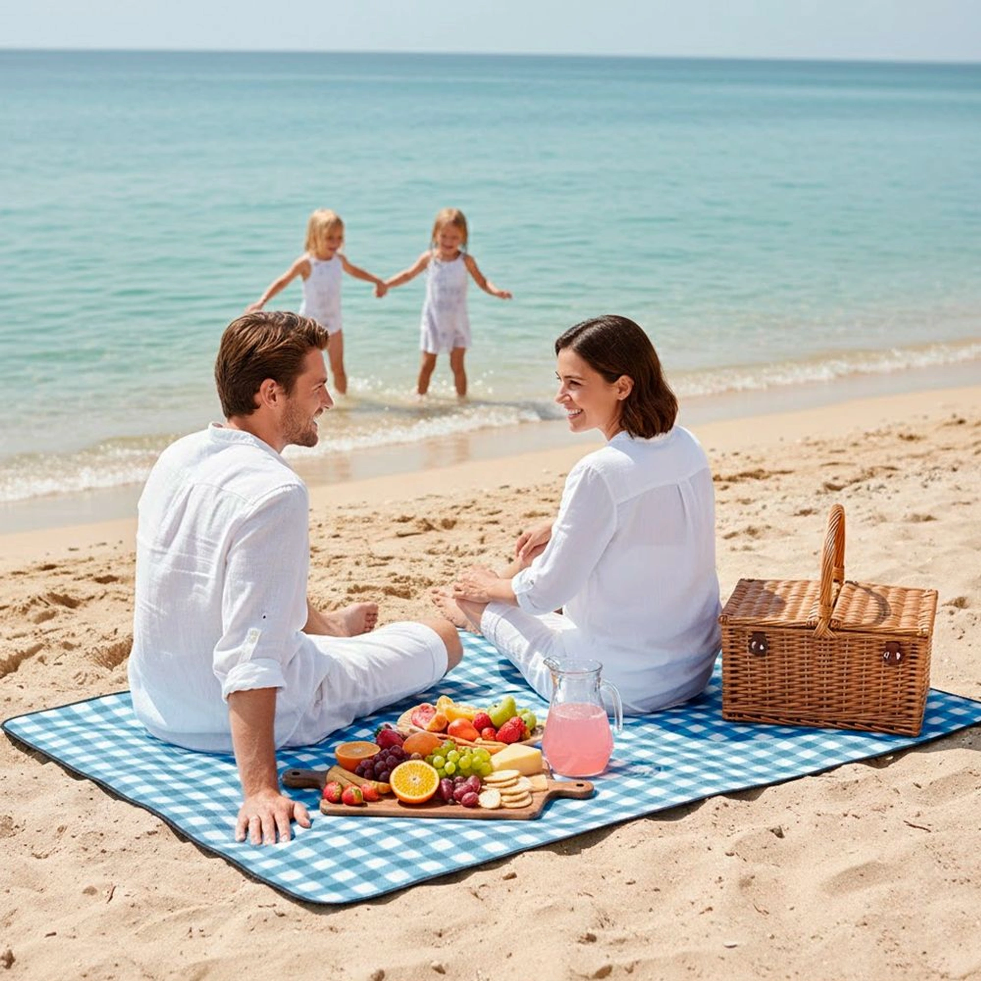Плед флісовий двосторонній Soft Me Picnic 130х180см - Синій / білий / чорний