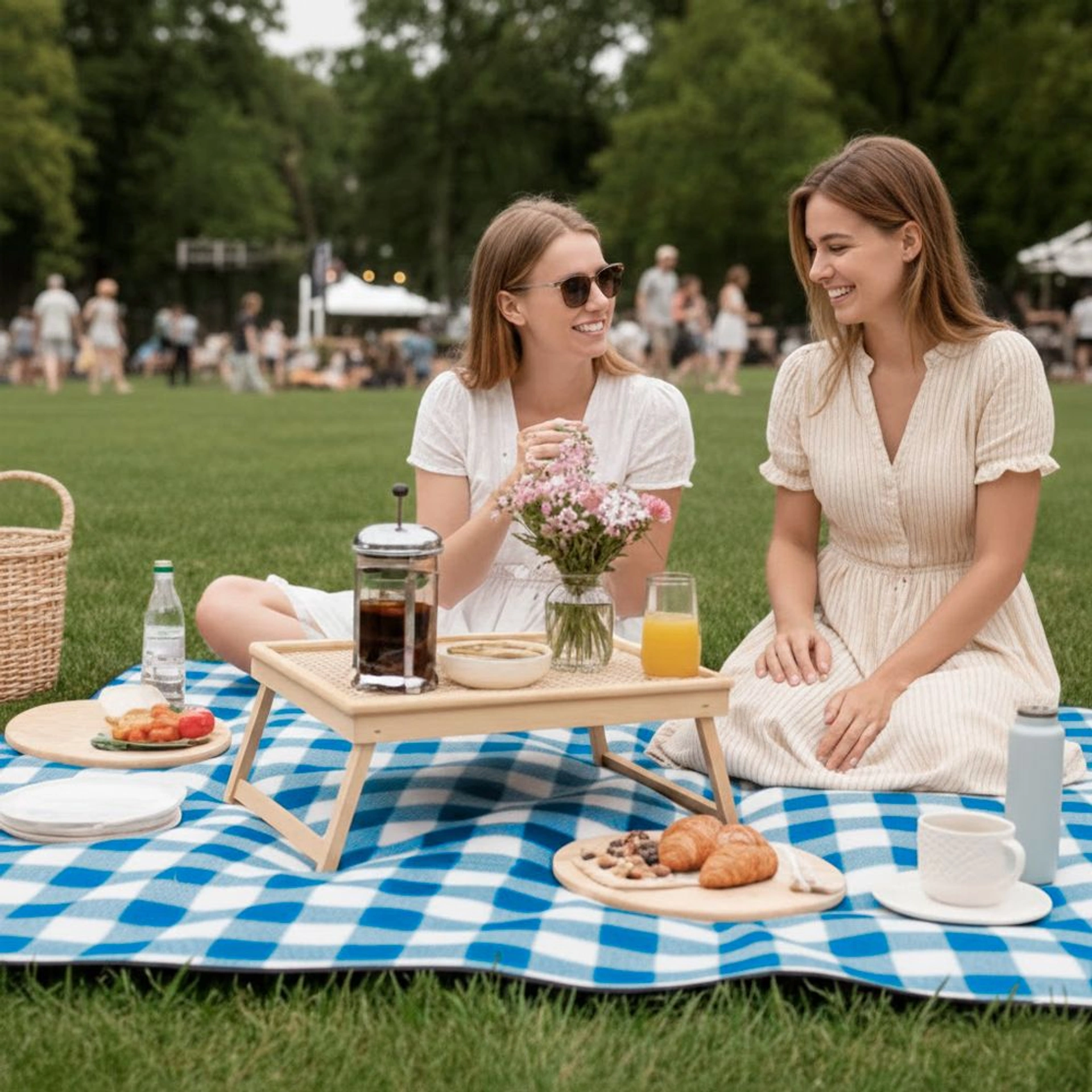 Плед флісовий двосторонній Soft Me Picnic 130х180см - Синій / білий / чорний