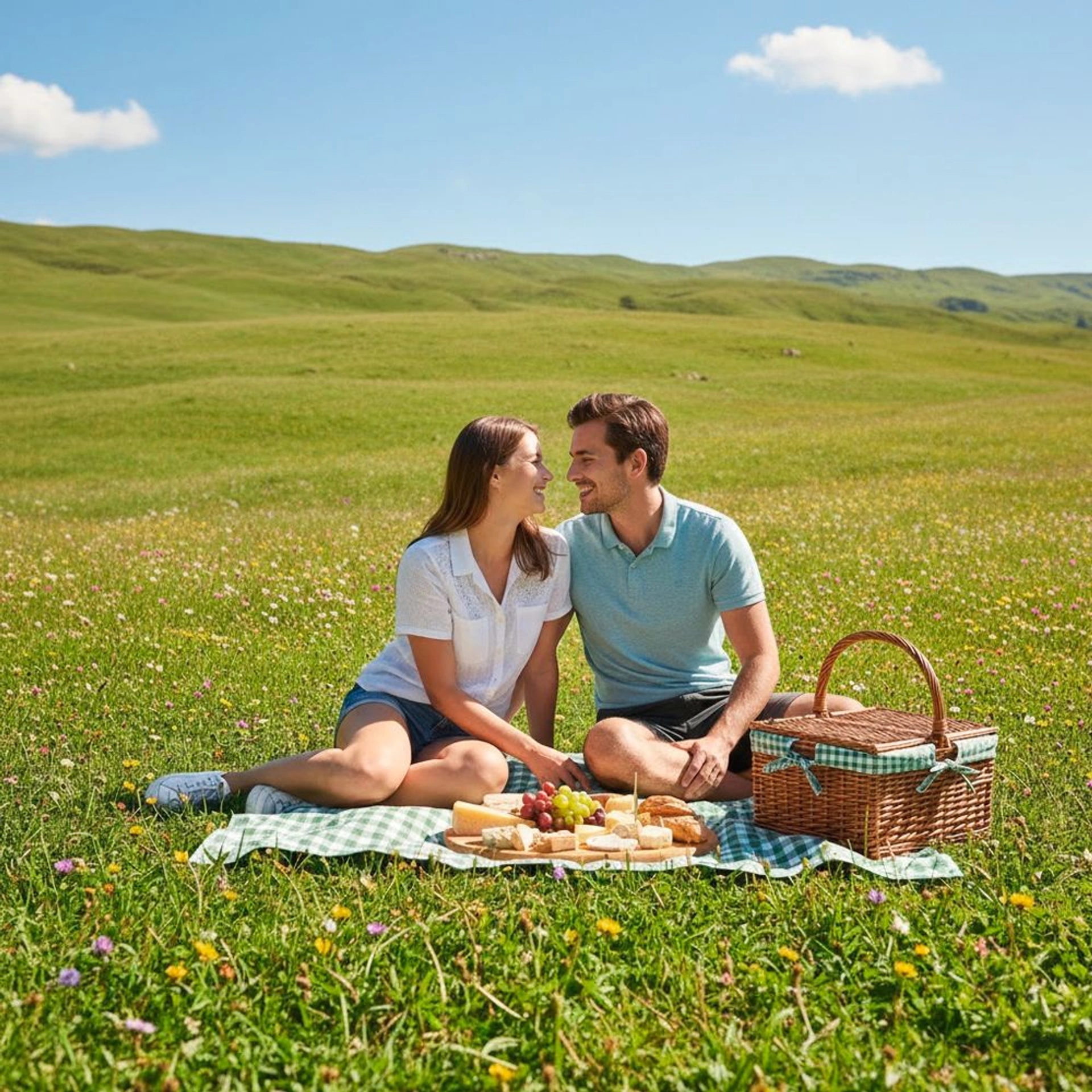 Плед флісовий двосторонній Soft Me Picnic 130х180см - Зелений / білий / чорний