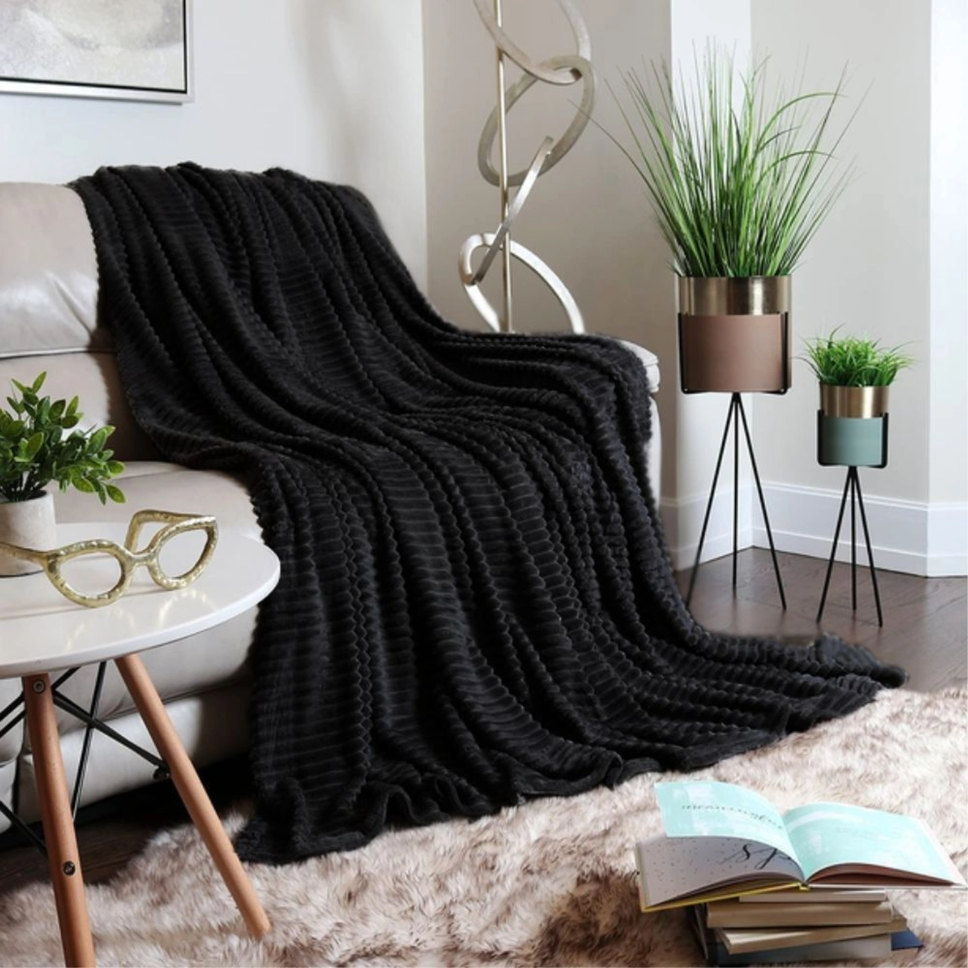 Плед флісовий Soft Me Line 130х180см - Чорний