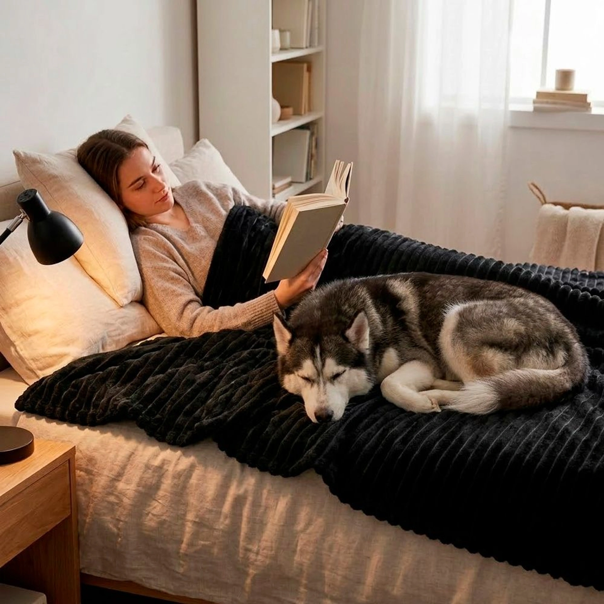 Плед флісовий Soft Me Line 130х180см - Чорний
