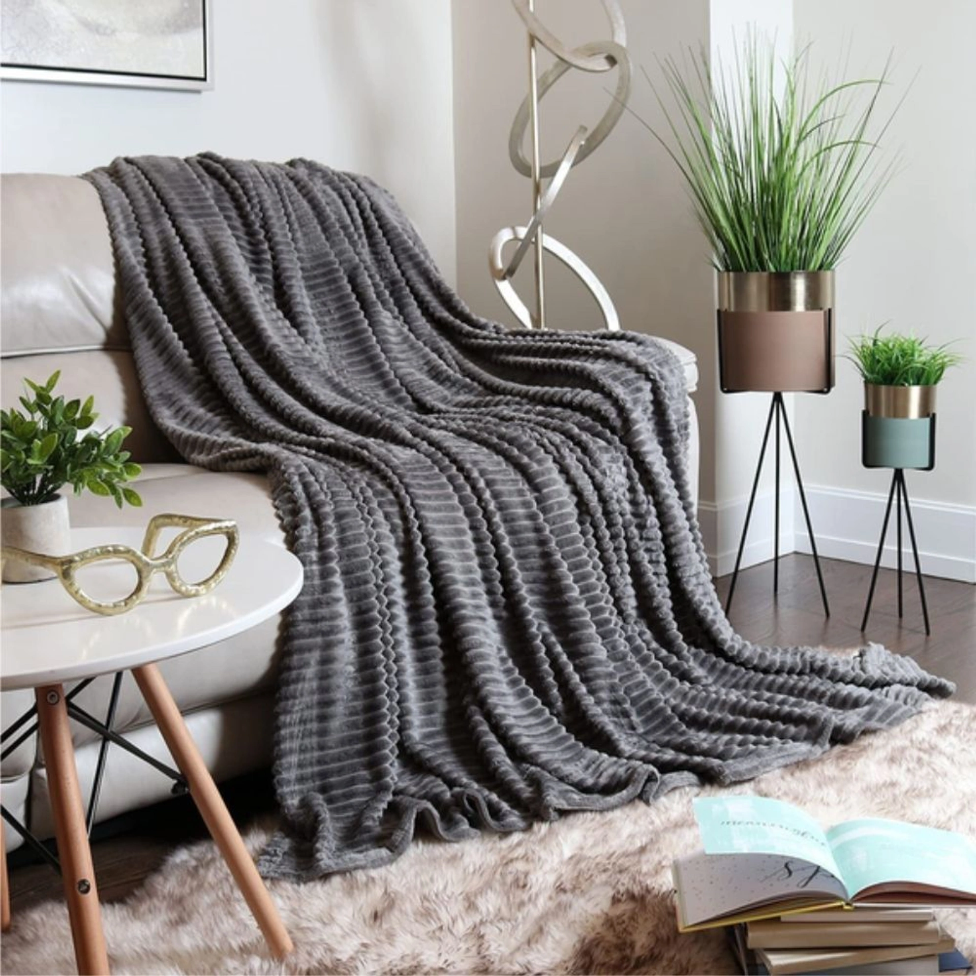 Плед флісовий Soft Me Line 130х180см - Сірий