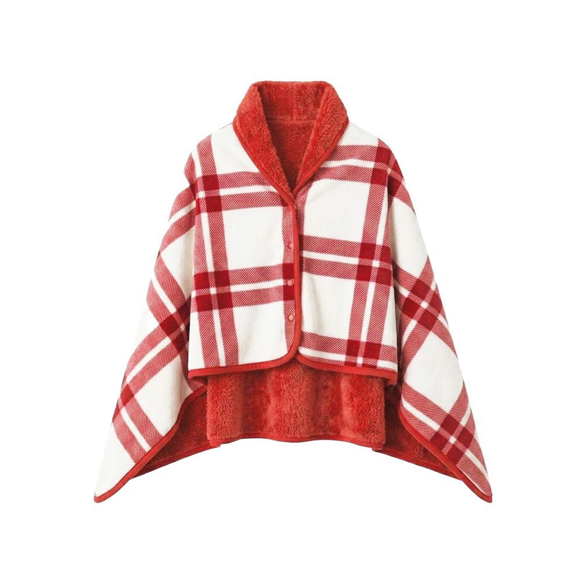 Плед-пончо флісовий Soft Me Poncho L 100х140см - Червоний / білий