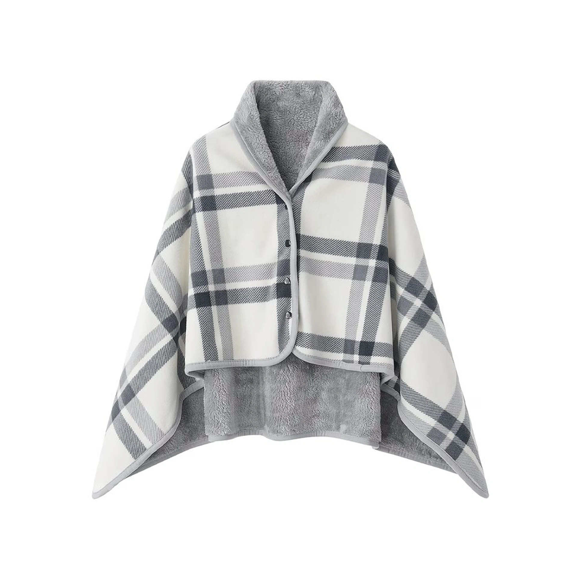 Плед-пончо флісовий Soft Me Poncho M 70х140см - Сірий / білий