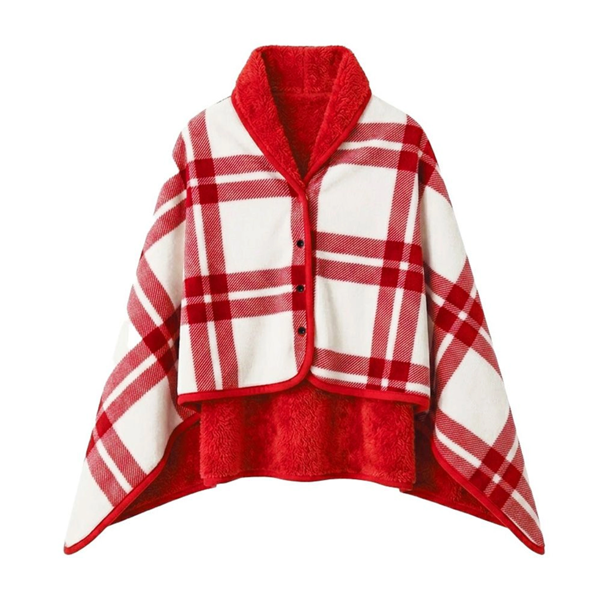 Soft Me Poncho Fleece Blanket, L 100x140cm - Червоний / білий