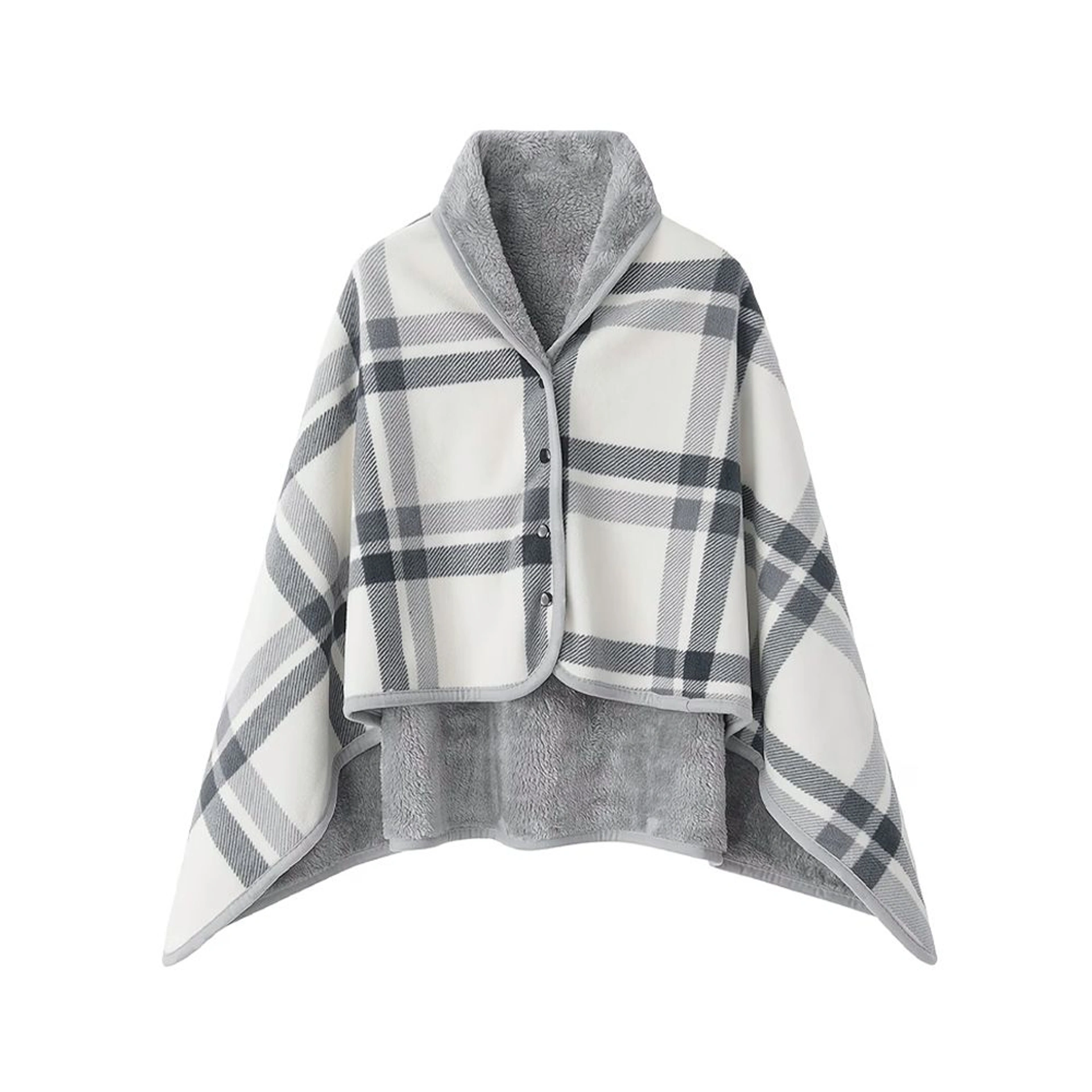 Плед-пончо флісовий Soft Me Poncho L 100х140см - Сірий / білий
