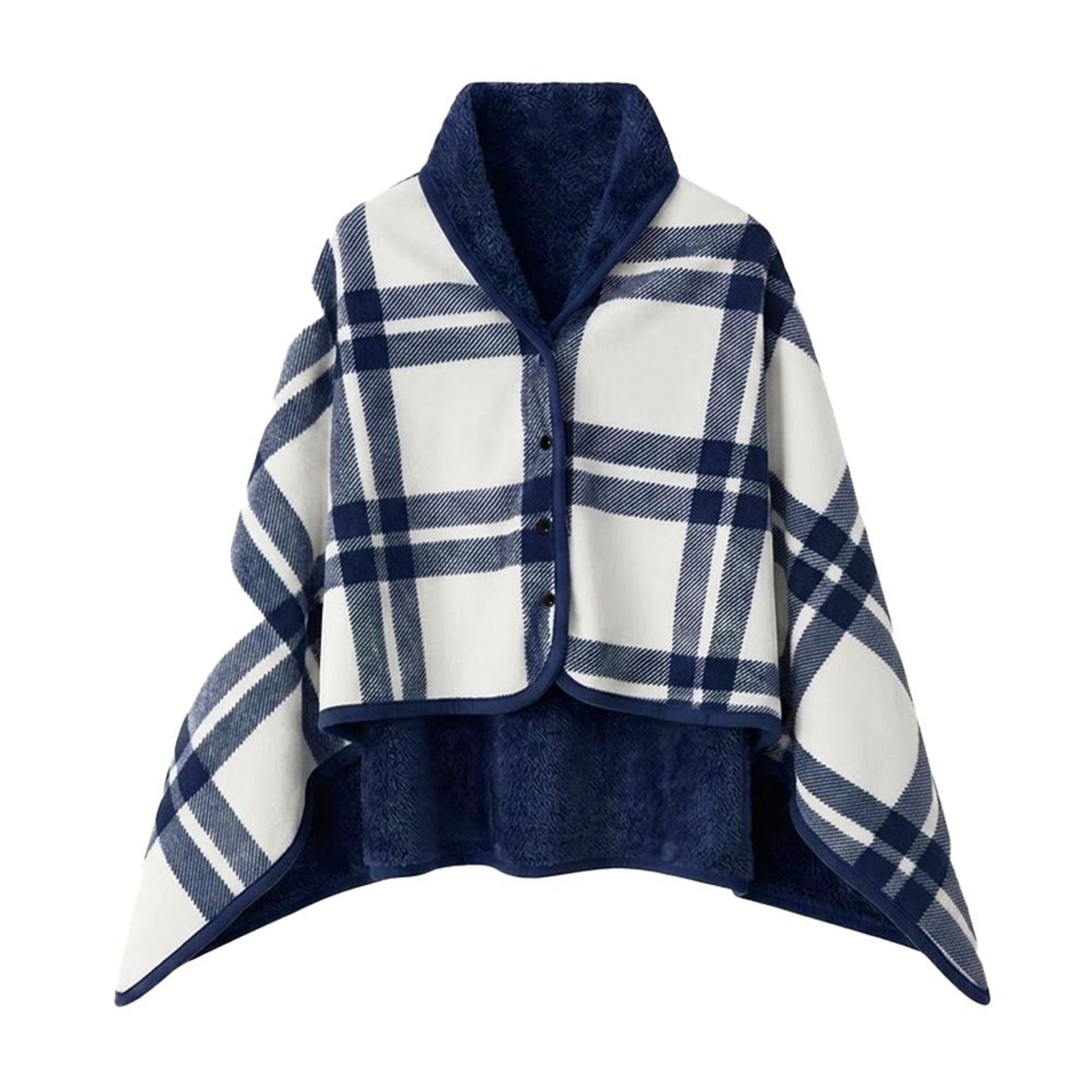 Soft Me Poncho Fleece Blanket, L 100x140cm - Темно-синій / білий