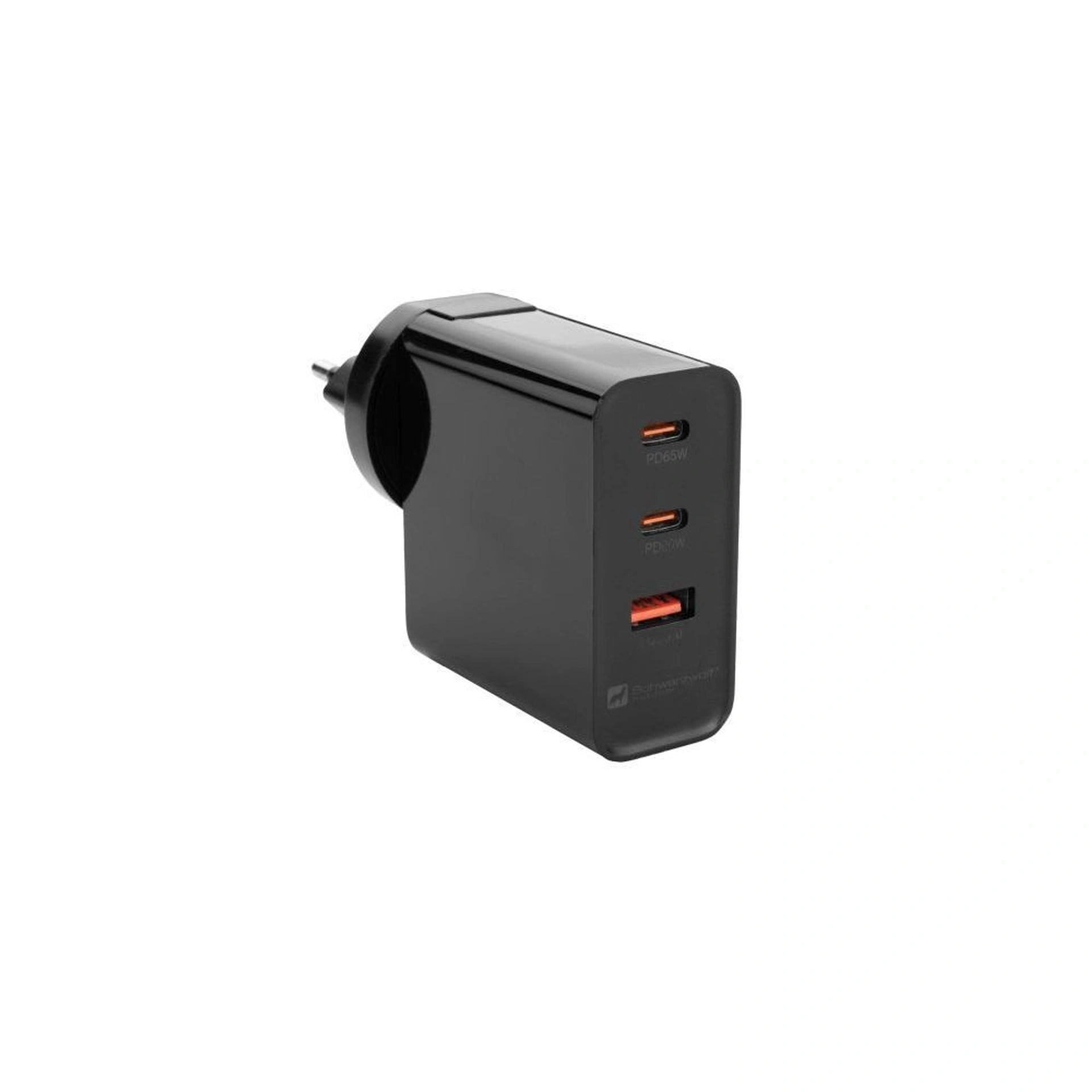 Зарядний пристрій Schwarzwolf Banias 65W з 4 штекерами EU/UK/US/AU - Чорний