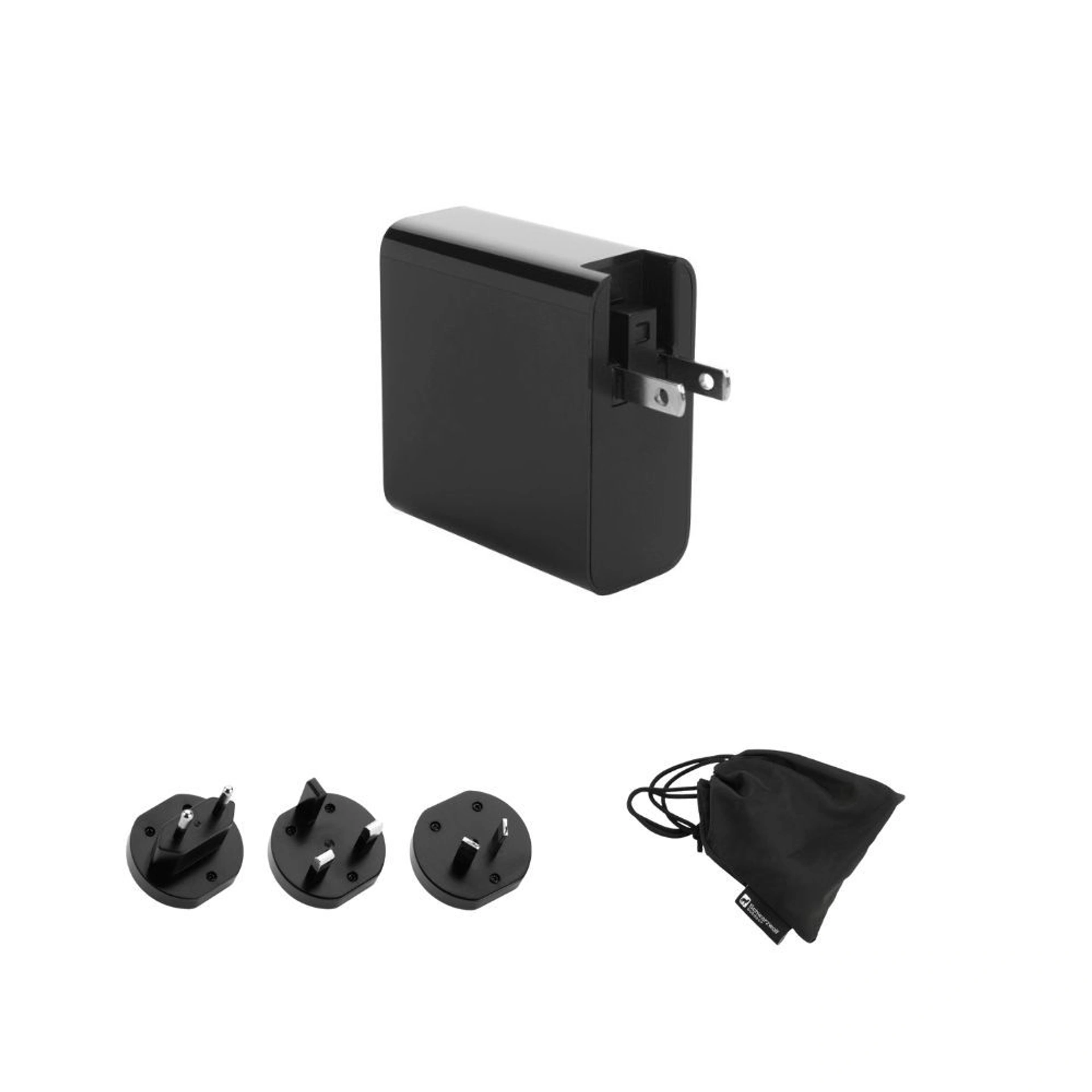 Зарядний пристрій Schwarzwolf Banias 65W з 4 штекерами EU/UK/US/AU - Чорний