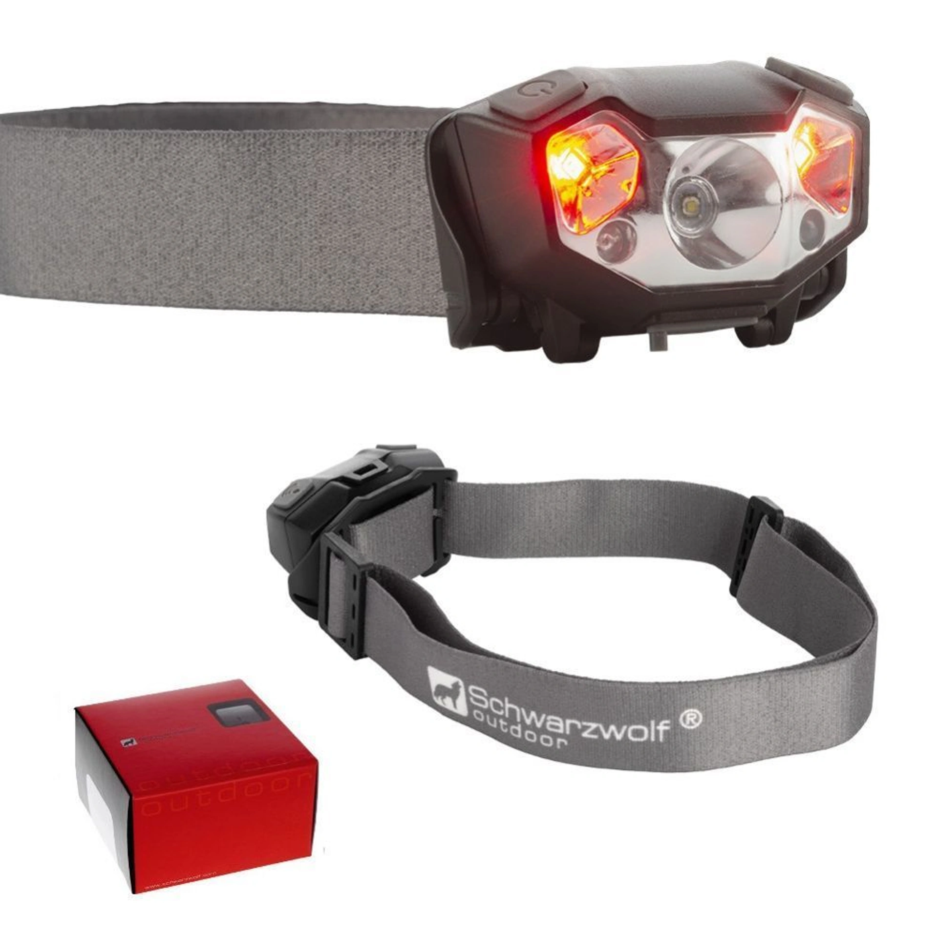 Ліхтарик налобний акумуляторний Schwarzwolf Mino з XPE LED - Сірий