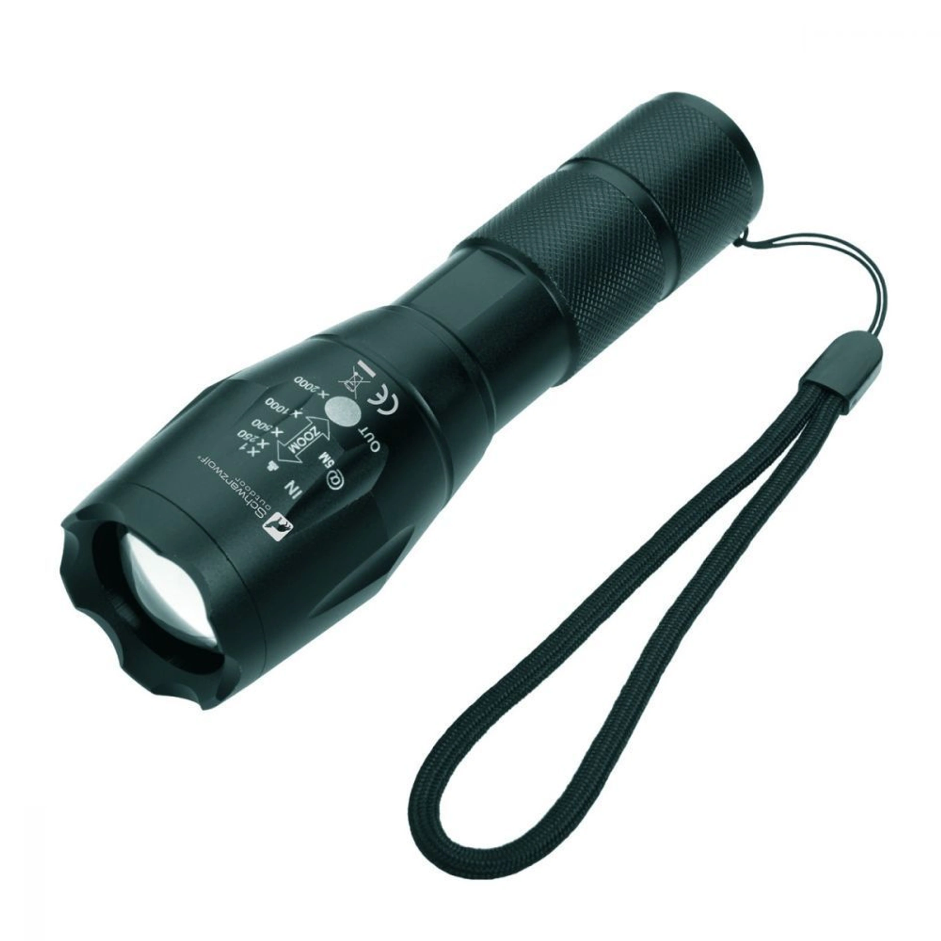 Ліхтарик акумуляторний Schwarzwolf Delgada з Cree XPE LED та ремінцем - Чорний