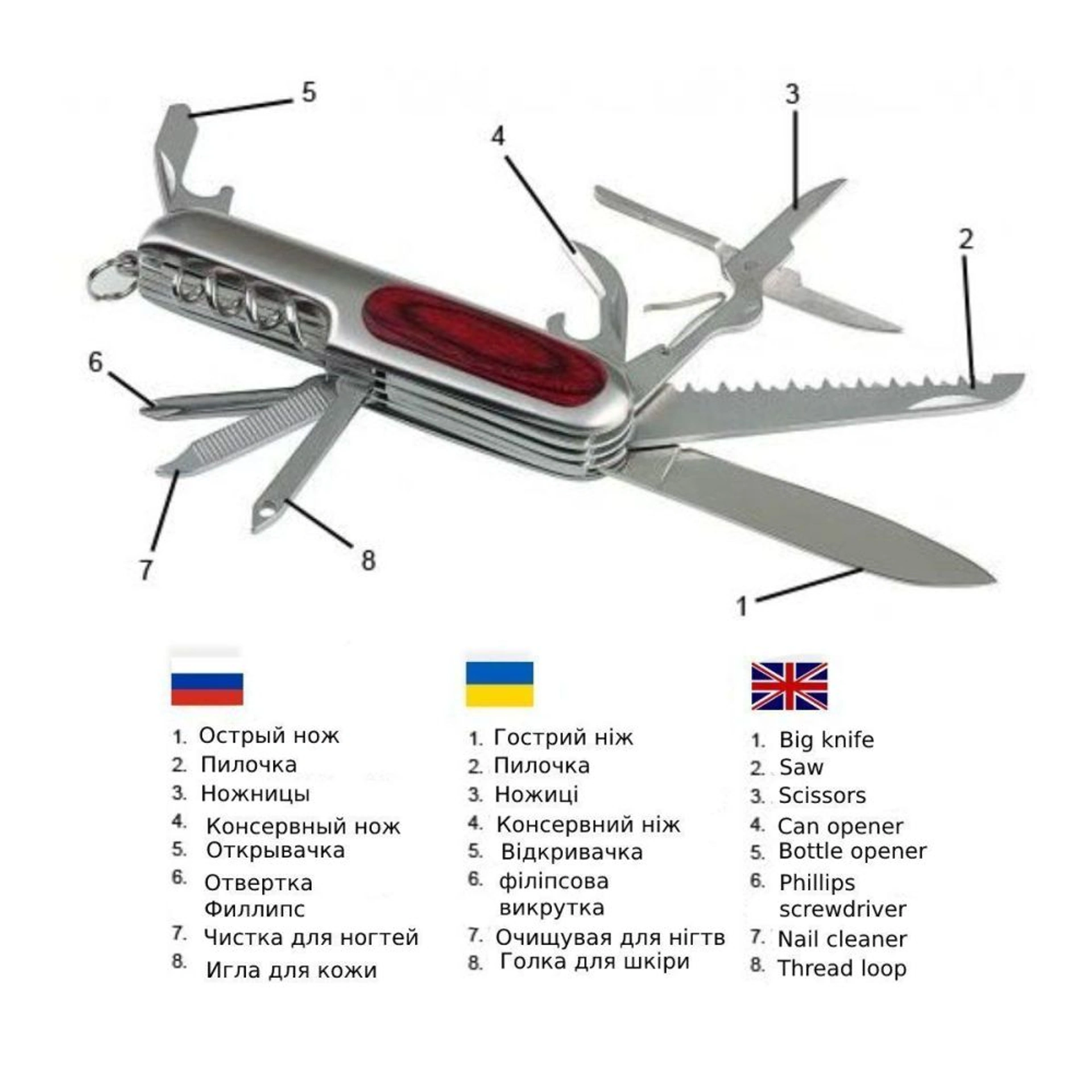 Ніж складаний 9в1 Schwarzwolf Hunter - Коричневий