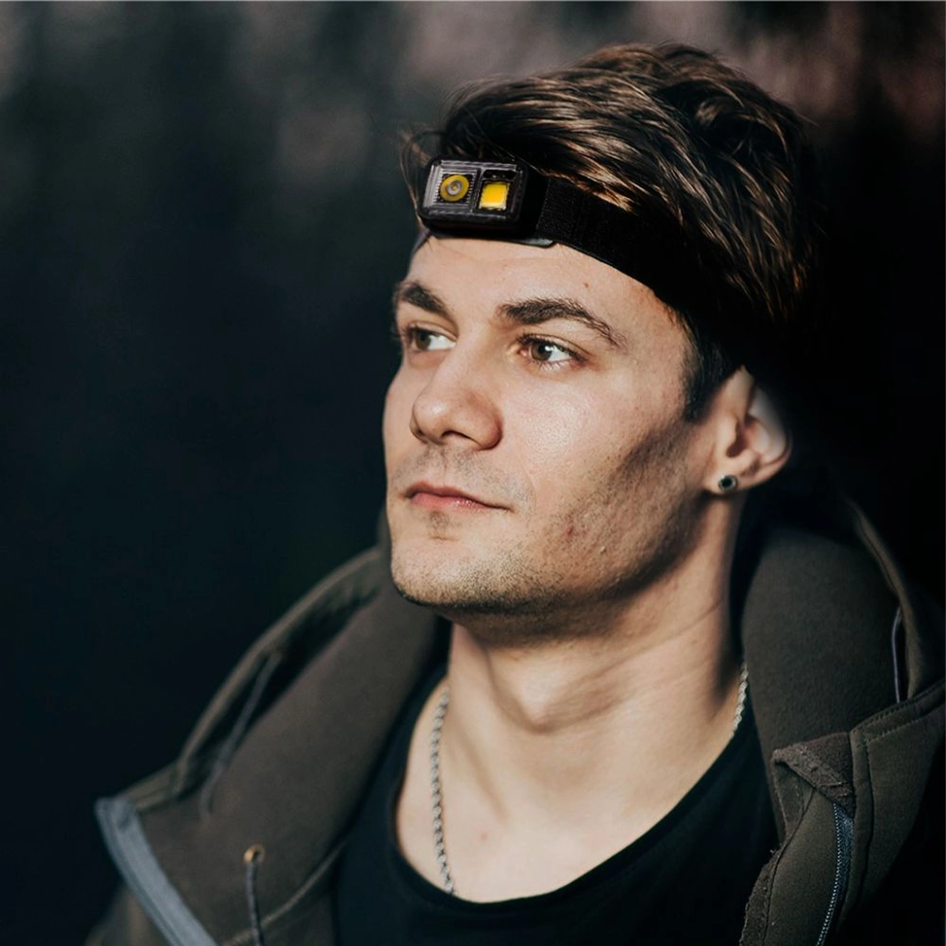 Ліхтарик налобний акумуляторний TheGeneral Gaily з XPG/COB/RED SMD light - Чорний