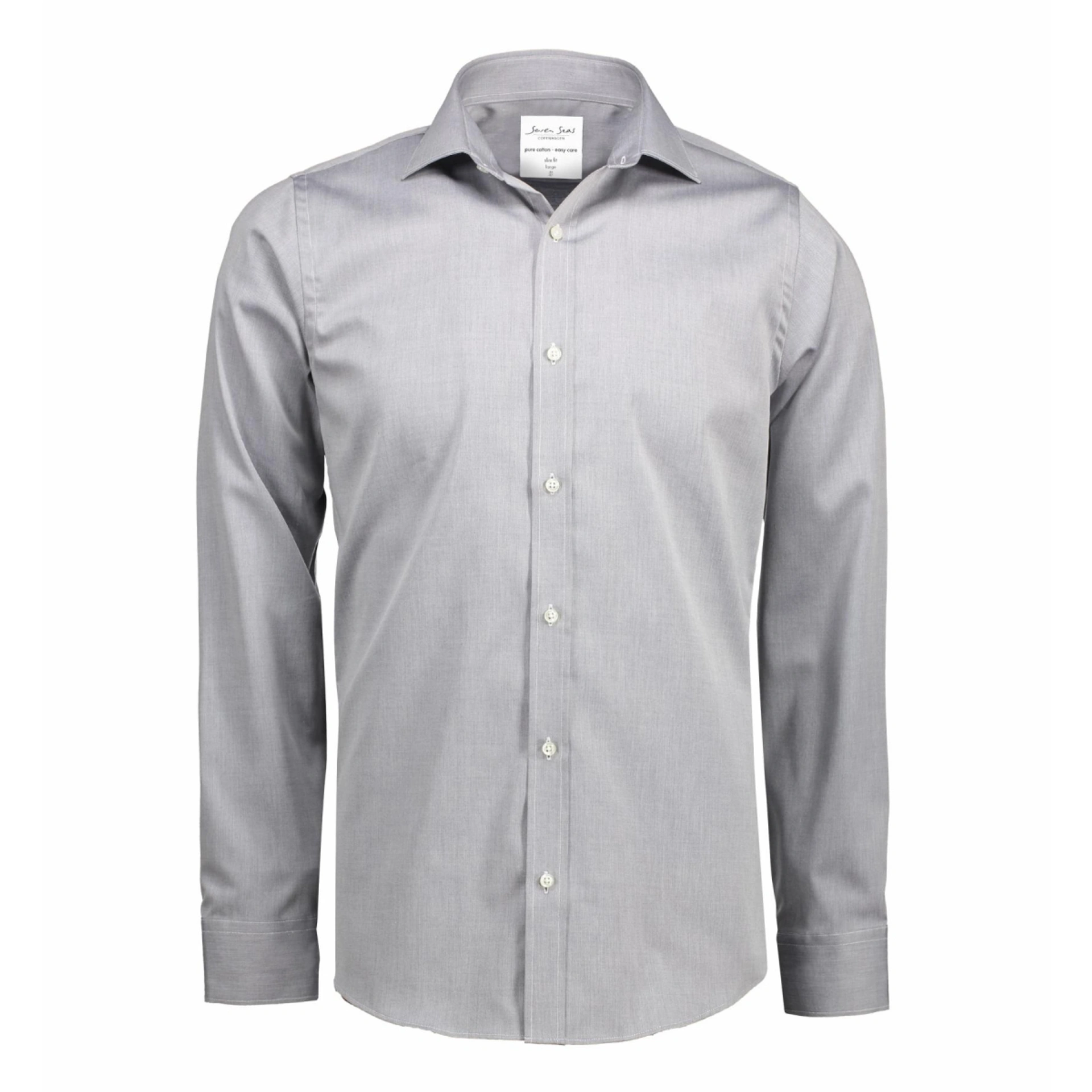 Сорочка чоловіча Seven Seas Fine Twill Slim Fit - Сріблясто-сірий / L