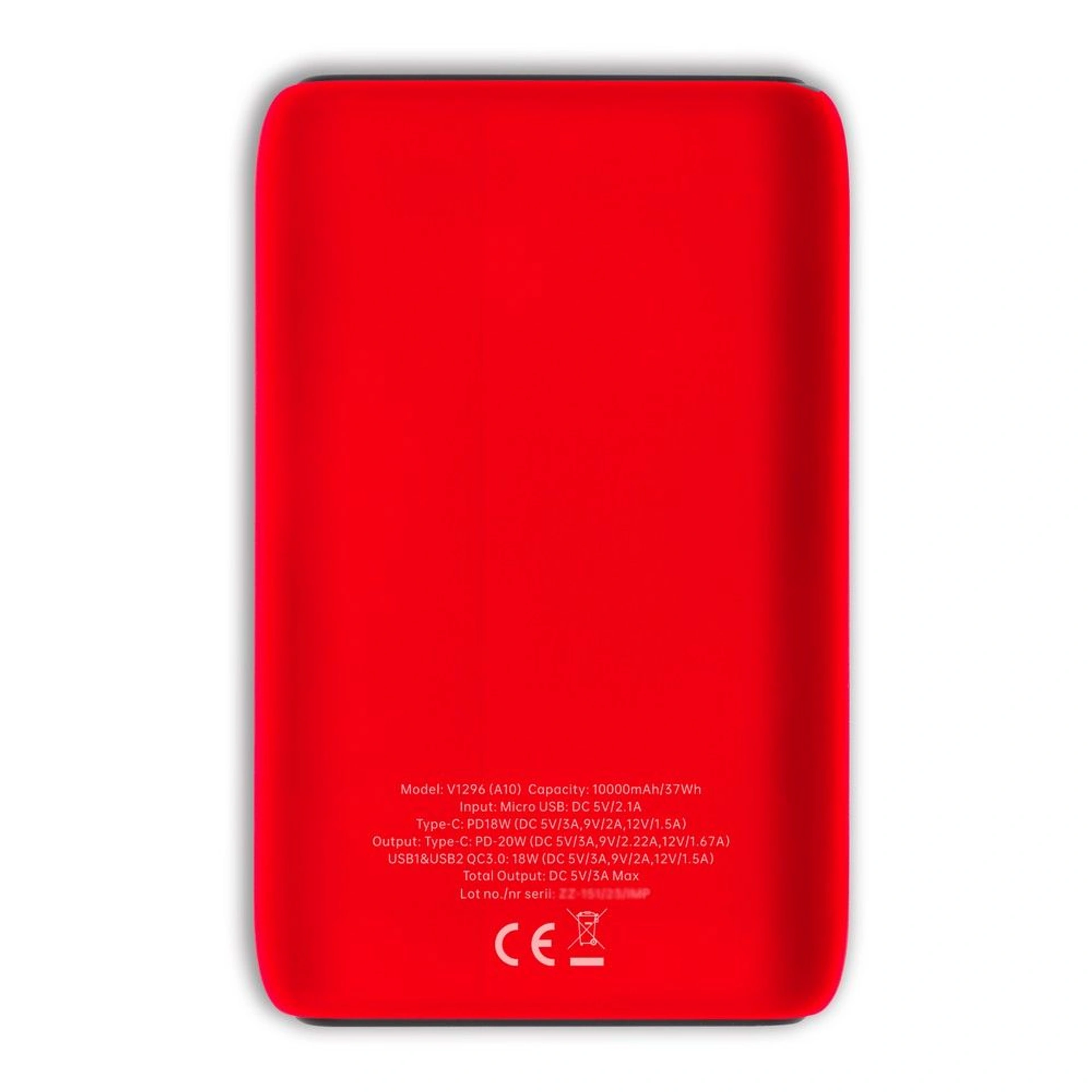 Повербанк 10000 mAh Voyager Dashonte, світлодіодний індикатор - Червоний