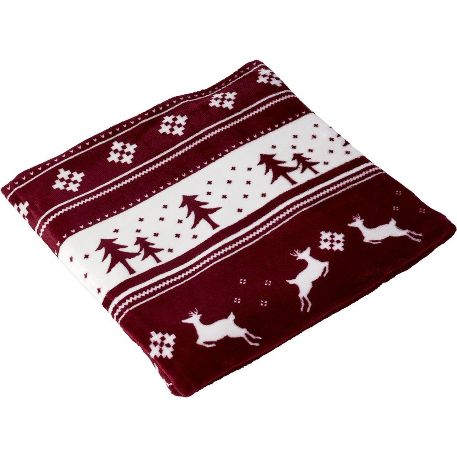 Плед флісовий Voyager Christmas pattern 120х150 см - Бордовий