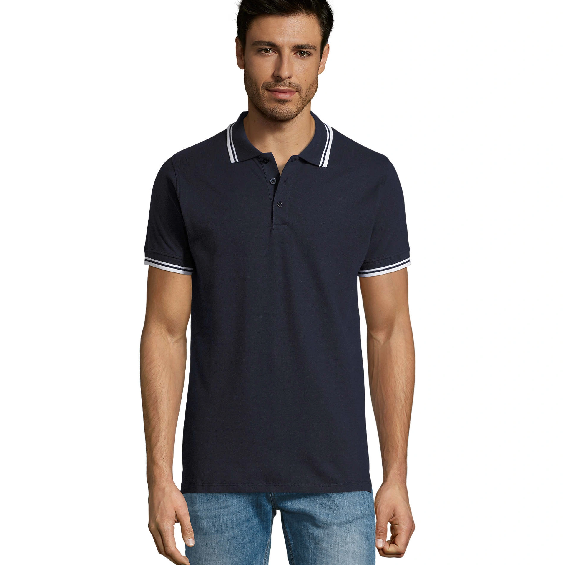 Футболка поло чоловіча SOL'S Pasadena - Кобальт / білий / 3XL