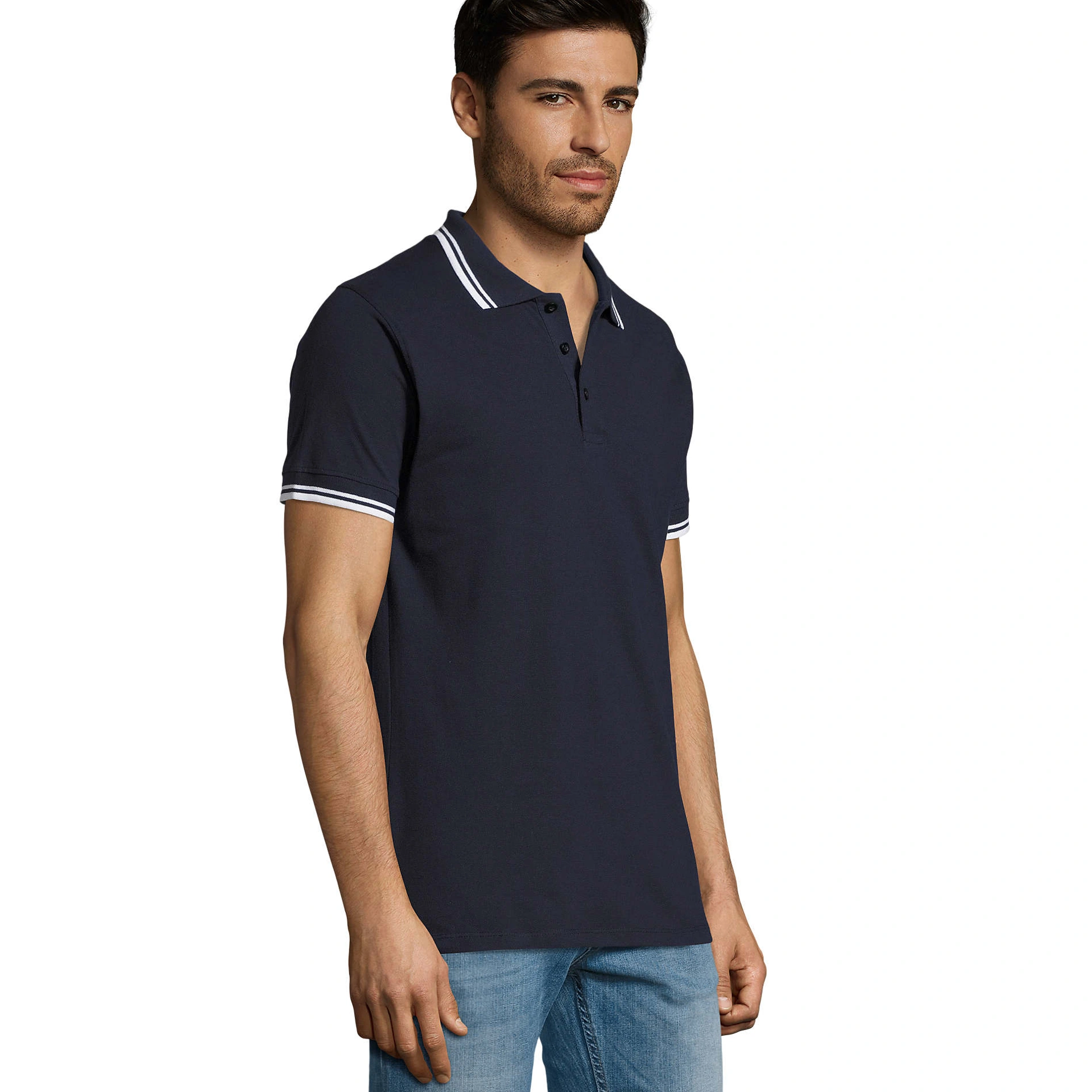 Футболка поло чоловіча SOL'S Pasadena - Кобальт / білий / 3XL