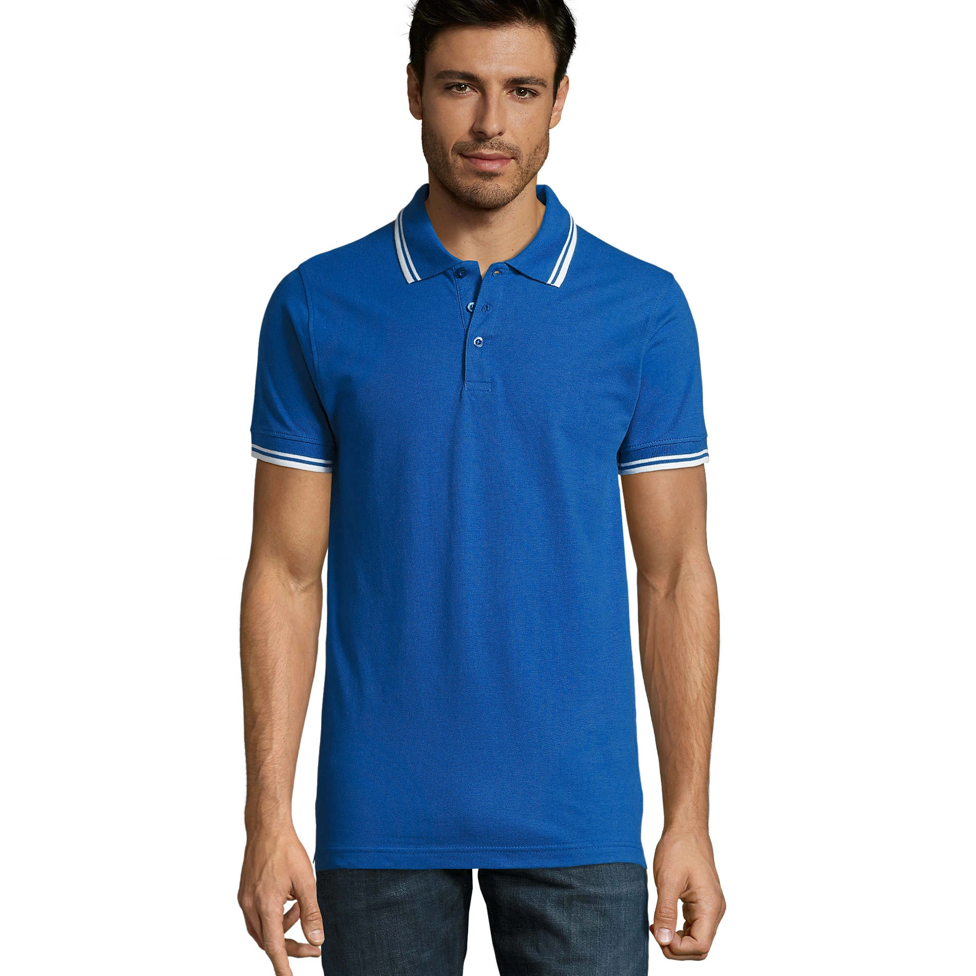 Футболка поло чоловіча SOL'S Pasadena - Синій / білий / 3XL