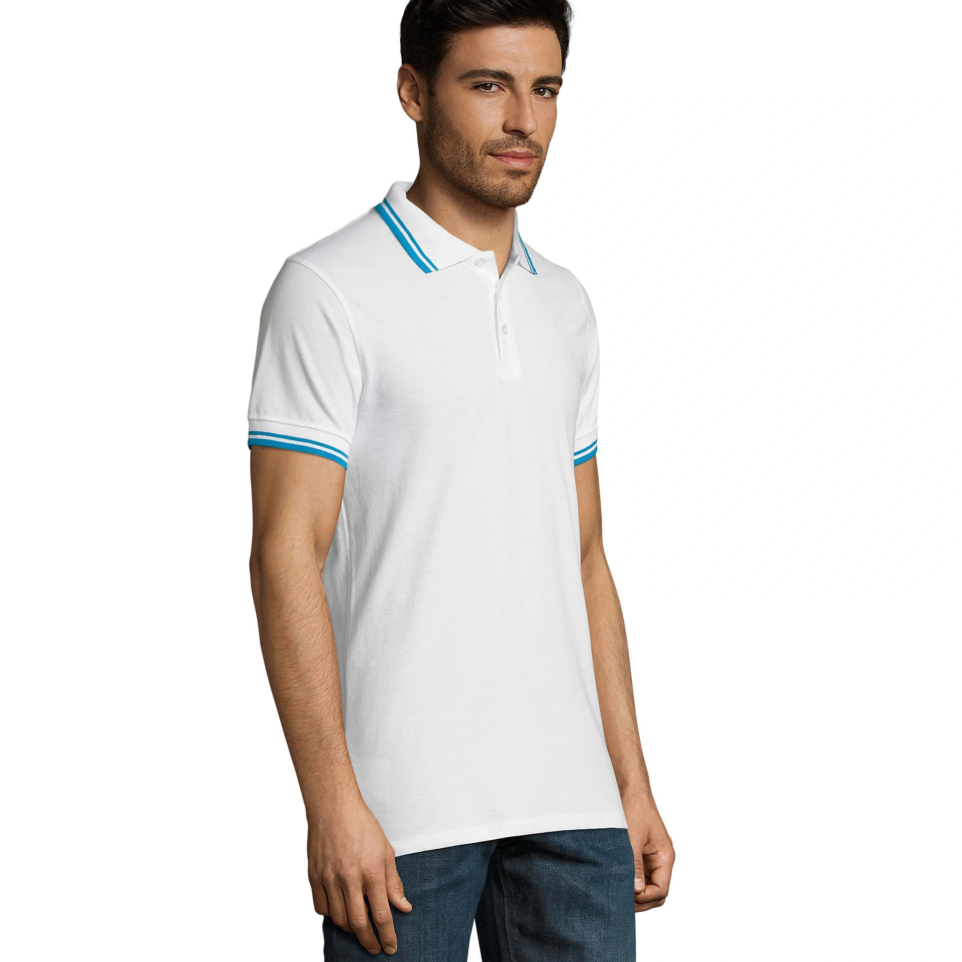 Футболка поло чоловіча SOL'S Pasadena - Білий / морський / 3XL