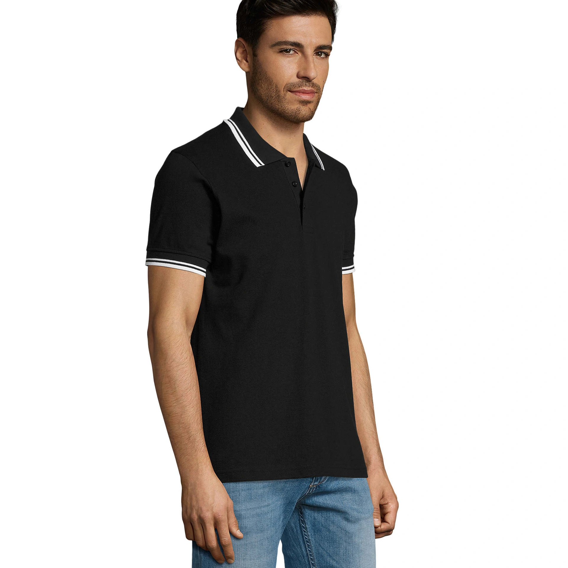Футболка поло чоловіча SOL'S Pasadena - Чорний / білий / 3XL