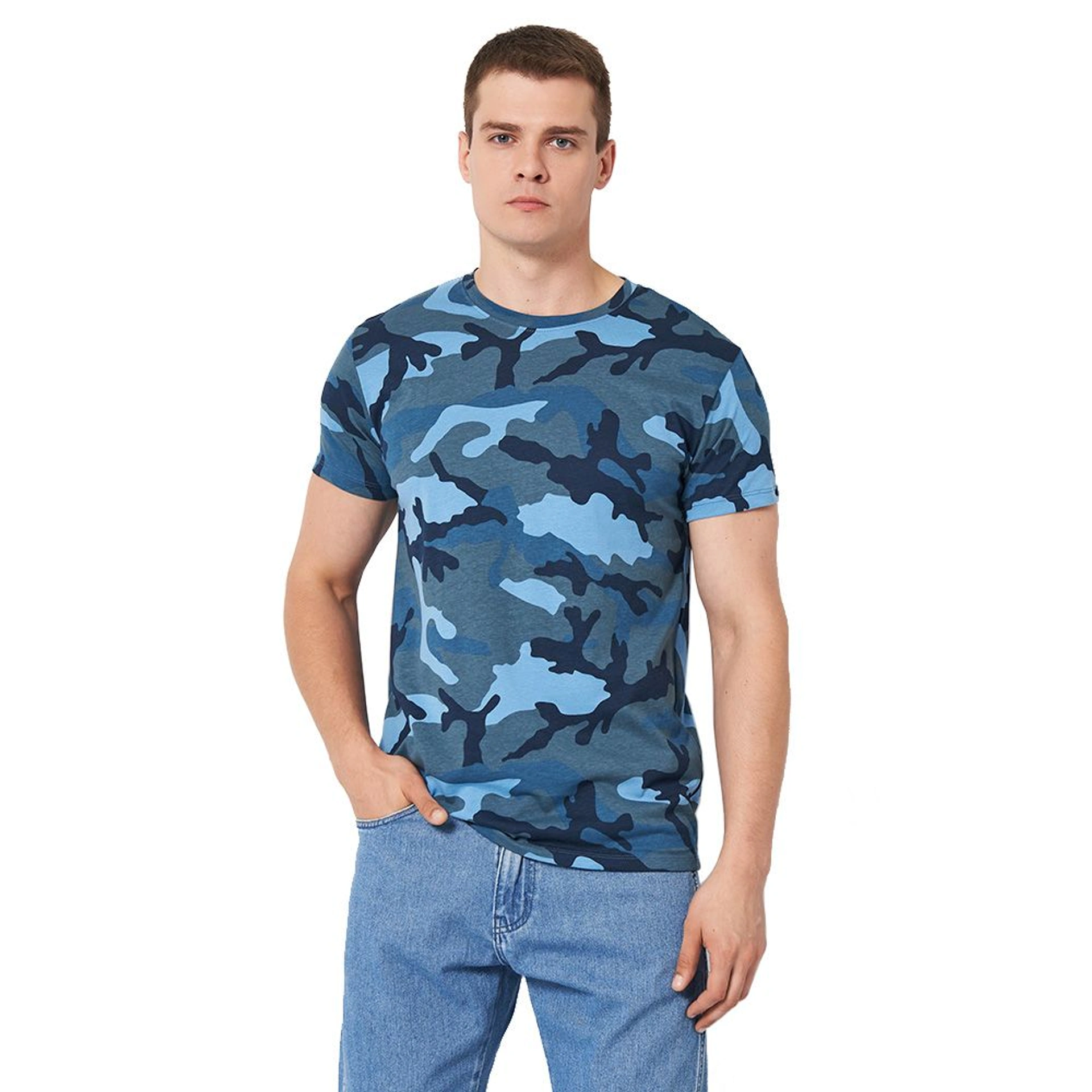 Футболка чоловіча SOL'S Camo - Камуфляж синій / L