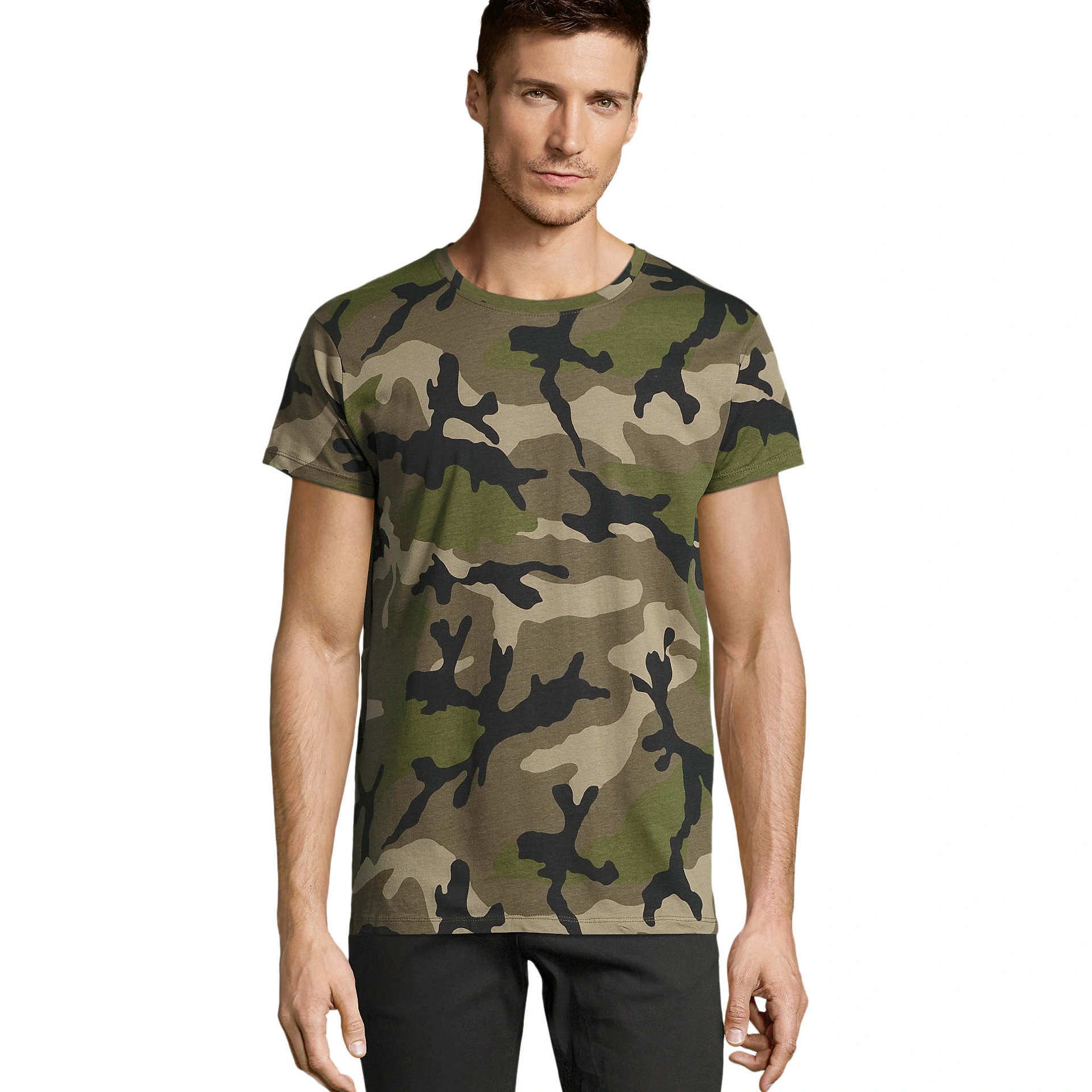 Футболка чоловіча SOL'S Camo - Камуфляж зелений / L