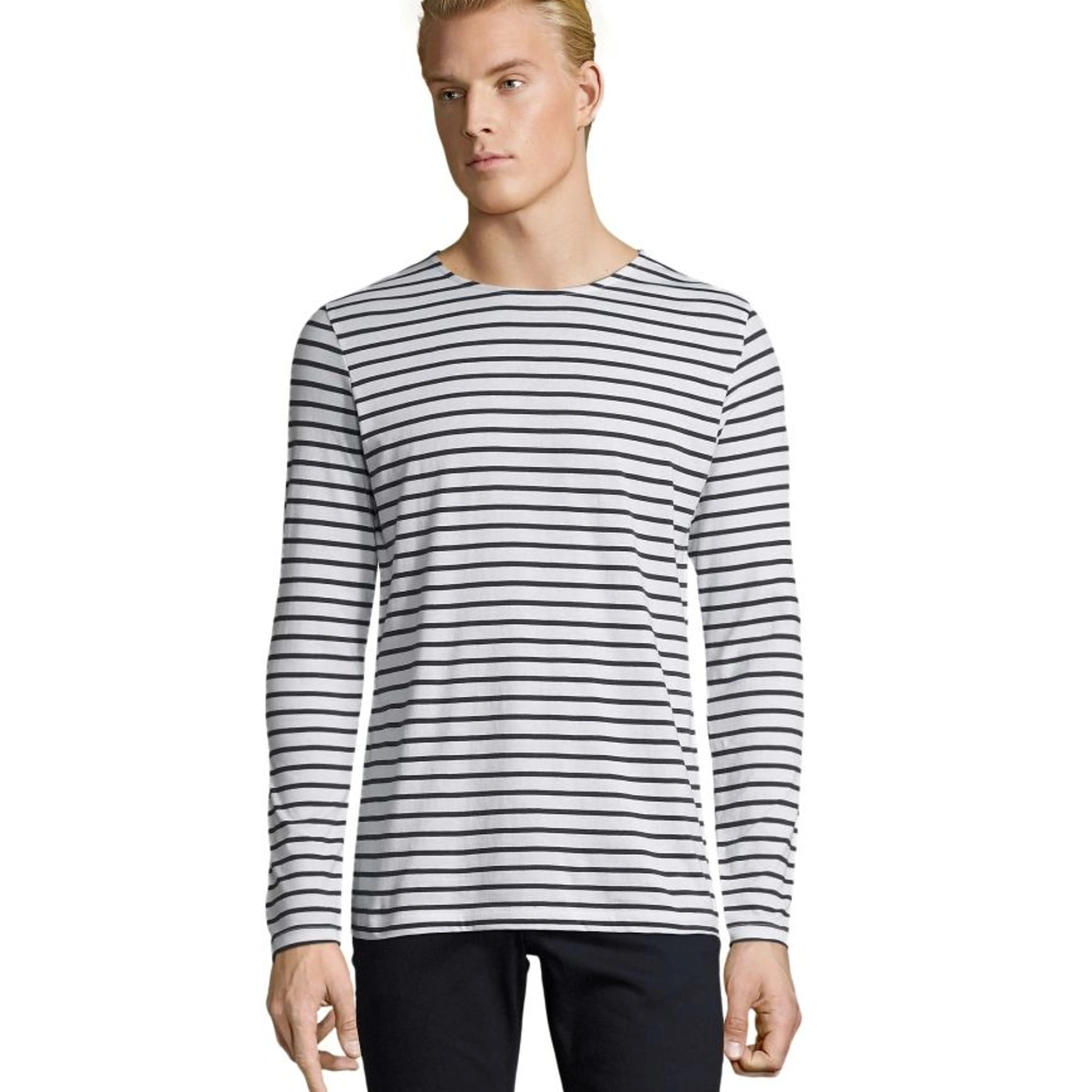 Лонгслів чоловічий SOL'S Marine - Білий / темно-синій / 3XL