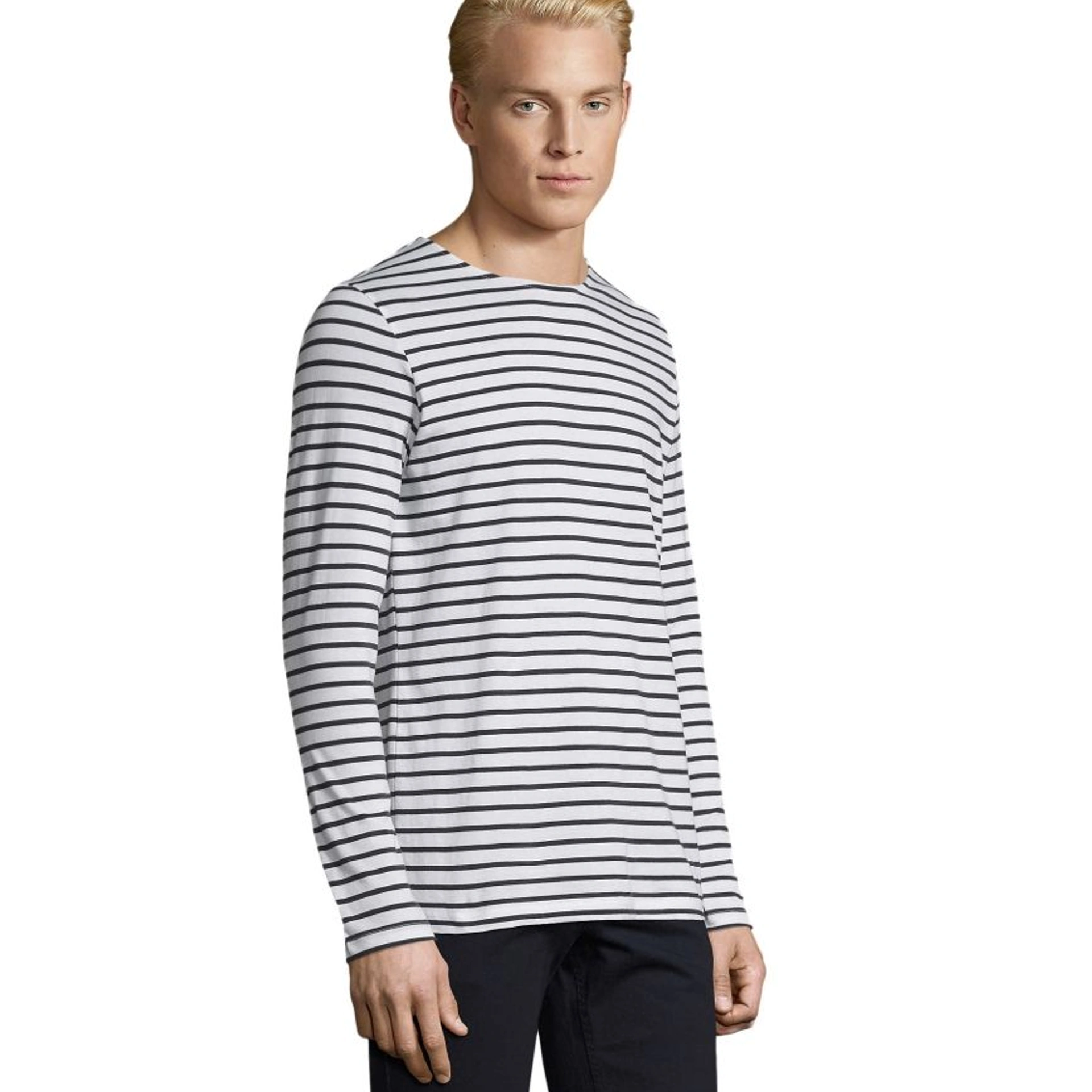 Лонгслів чоловічий SOL'S Marine - Білий / темно-синій / 3XL