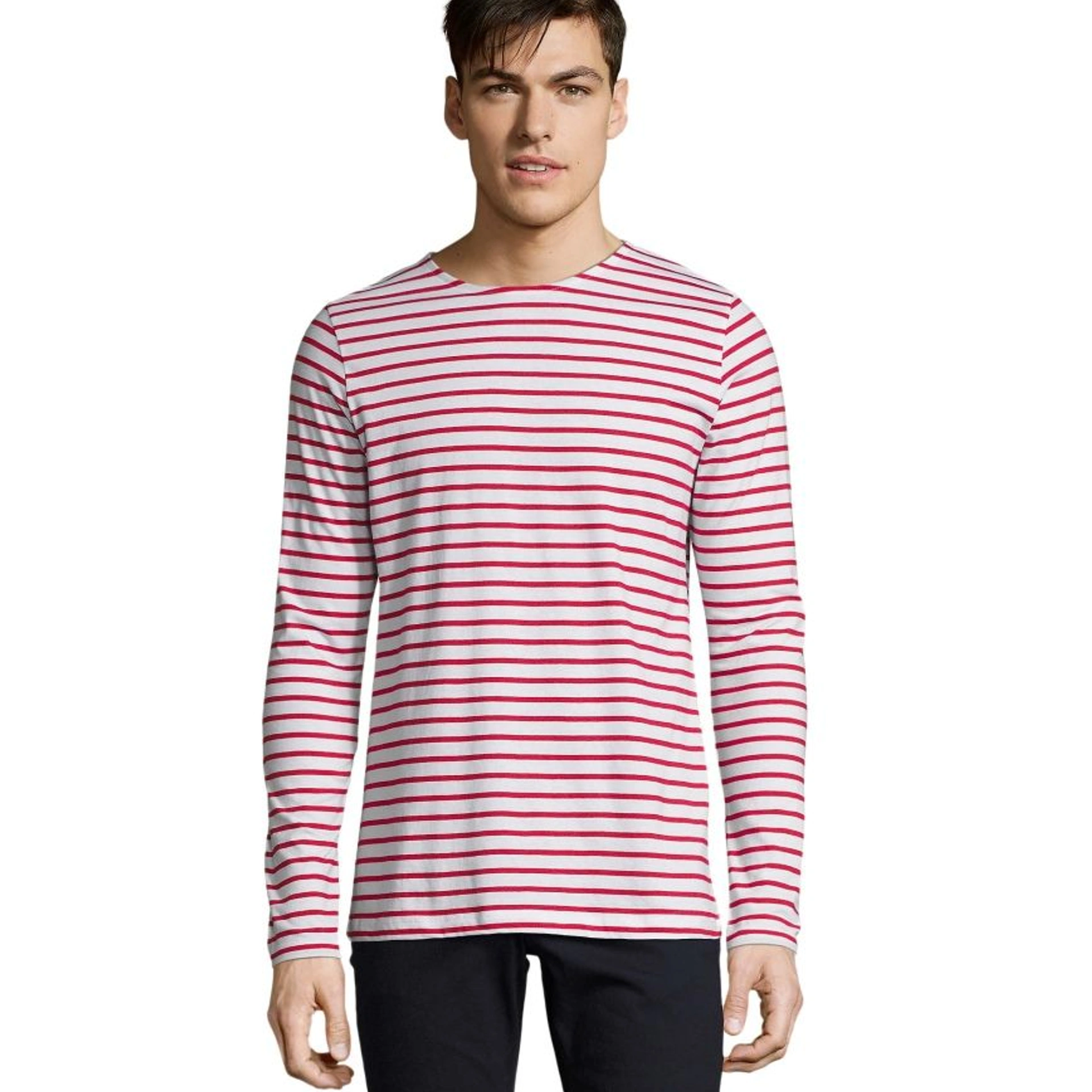 Лонгслів чоловічий SOL'S Marine - Білий / червоний / 3XL