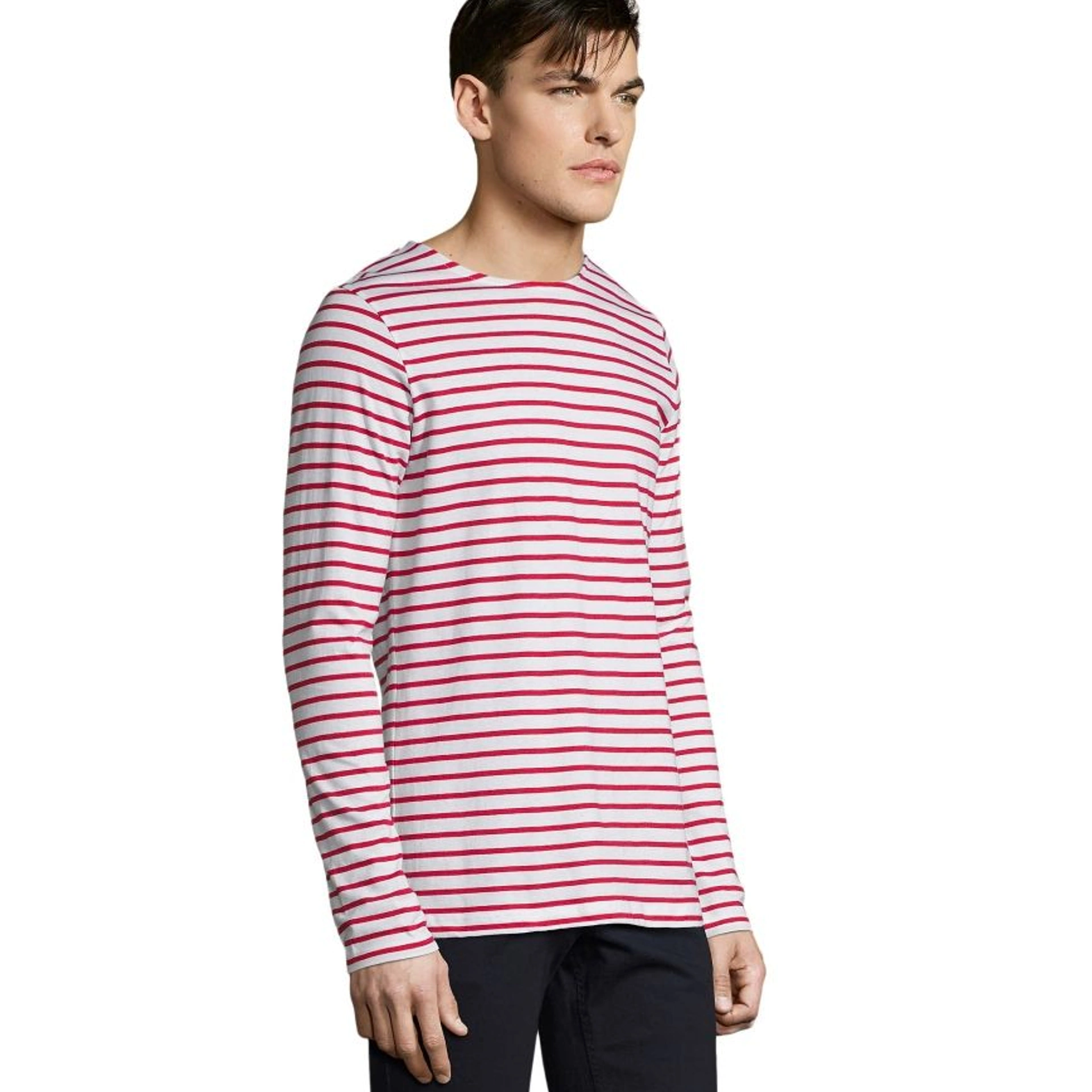 Лонгслів чоловічий SOL'S Marine - Білий / червоний / 3XL