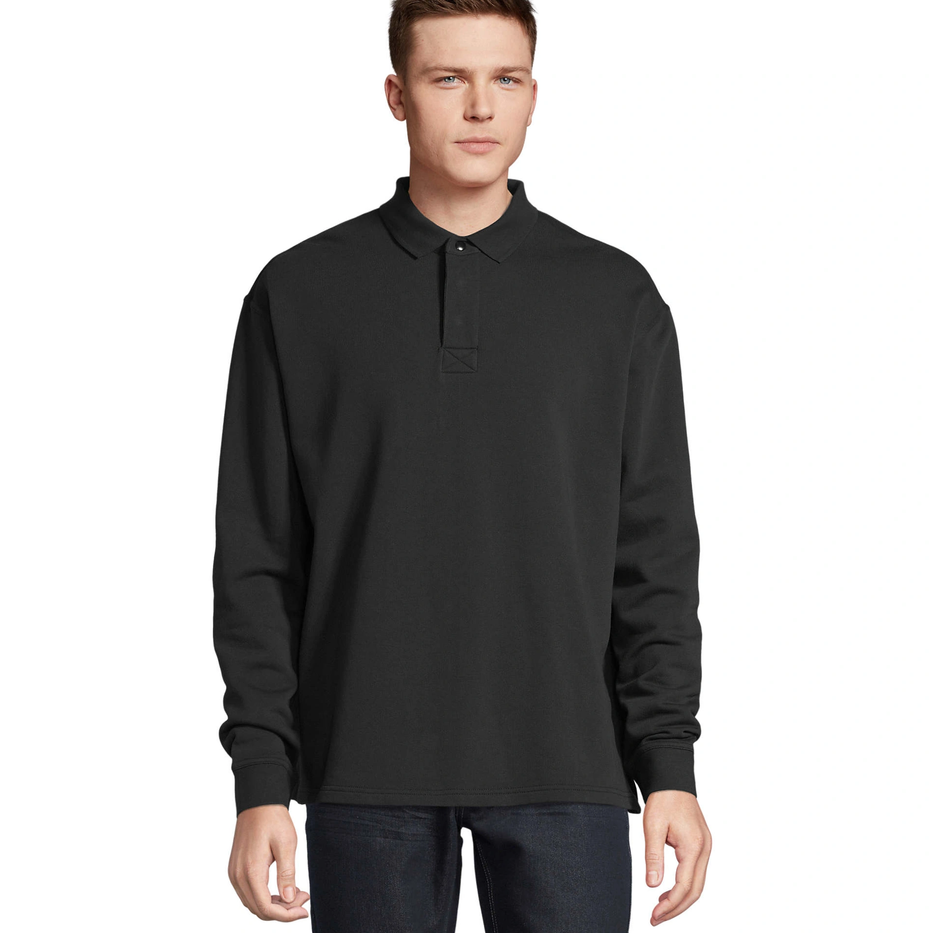 Світшот з коміром поло SOL'S Heritage - Чорний / 3XL