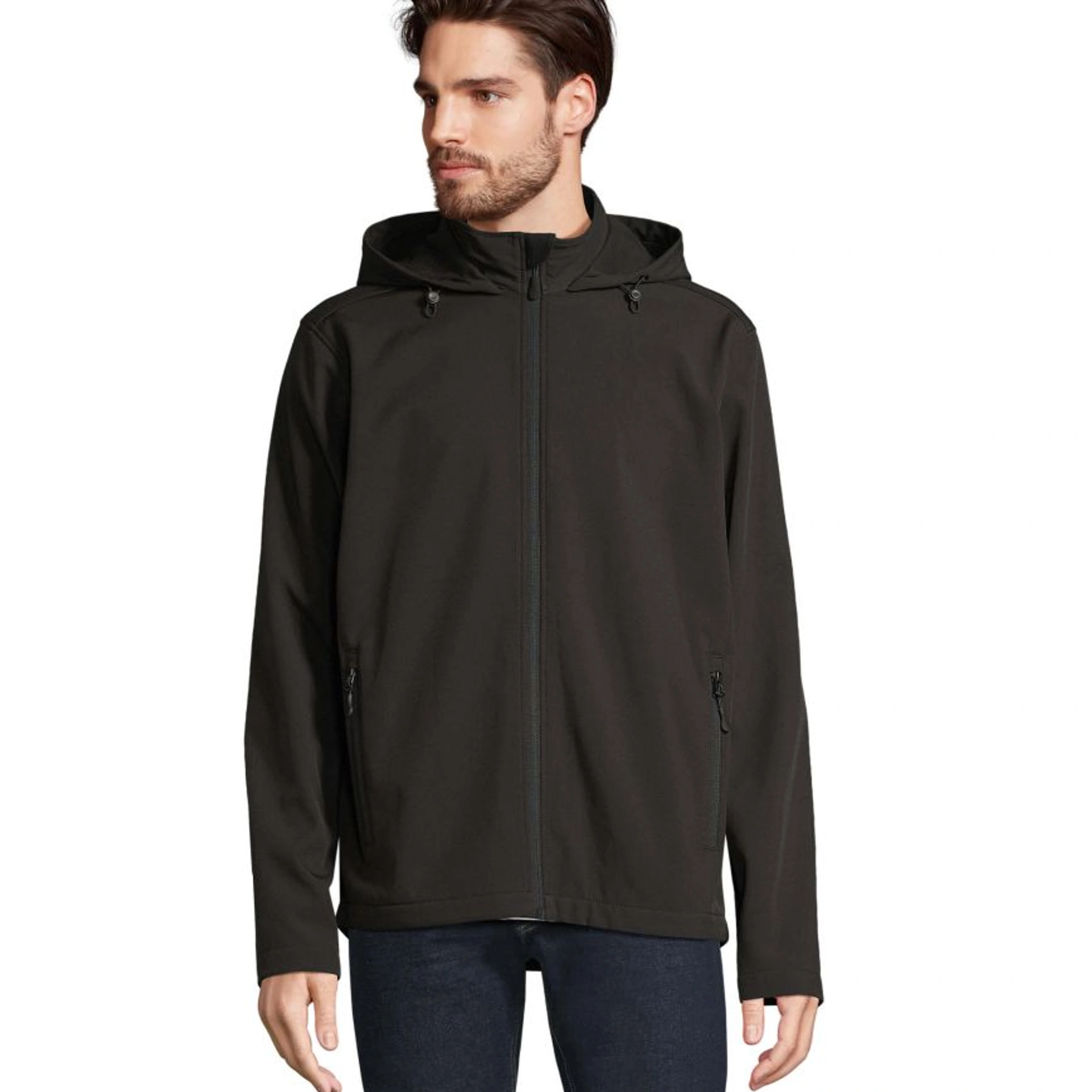 Куртка софтшел чоловіча SOL'S Race Hooded - Чорний / 3XL