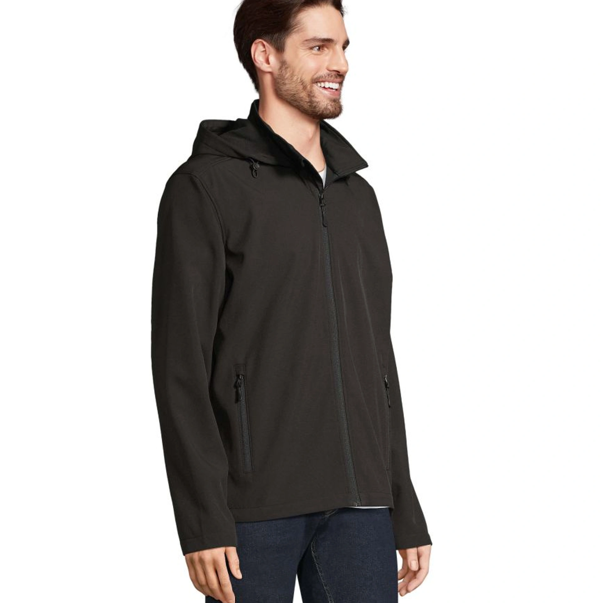 Куртка софтшел чоловіча SOL'S Race Hooded - Чорний / 3XL