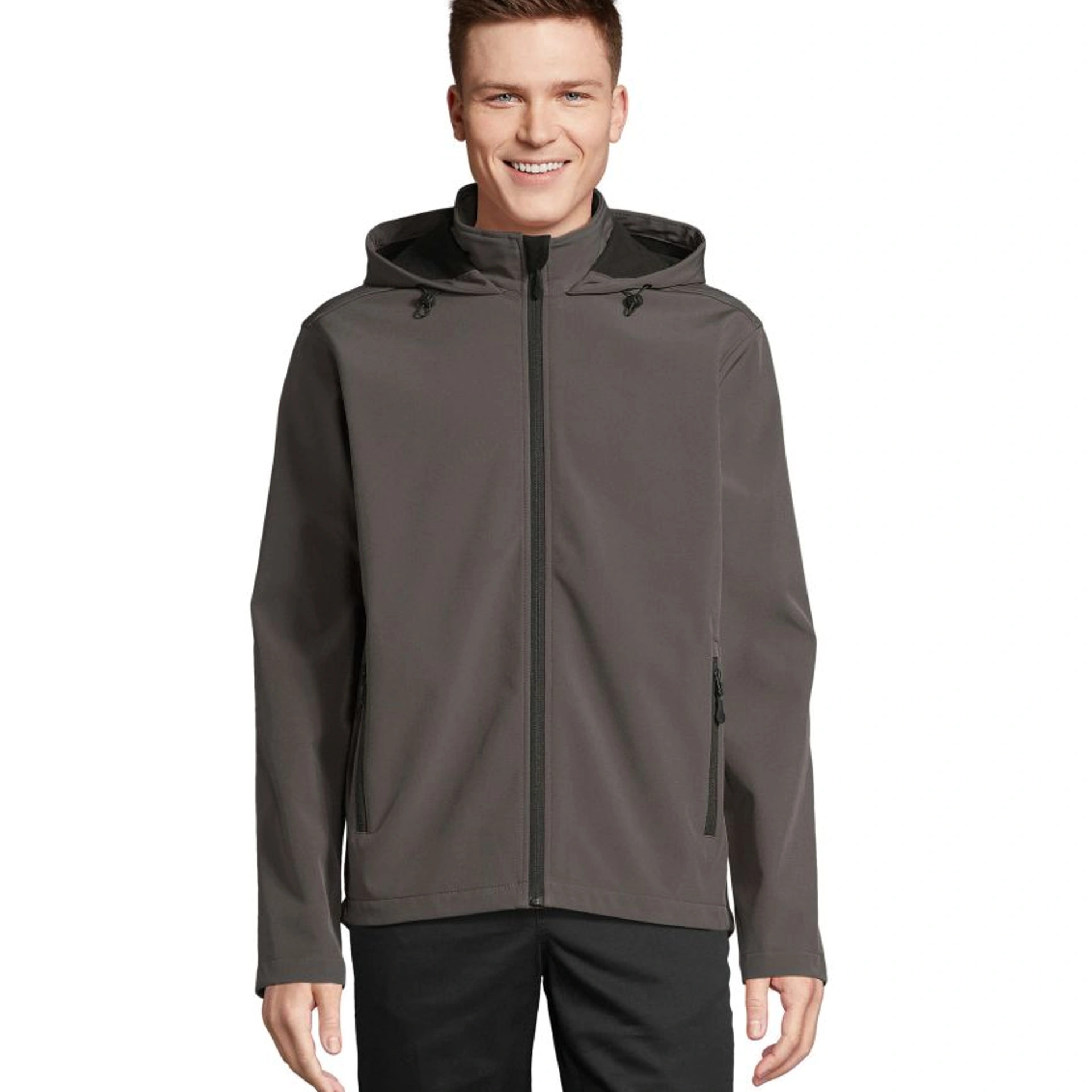 Куртка софтшел чоловіча SOL'S Race Hooded - Вугільно-сірий / 3XL