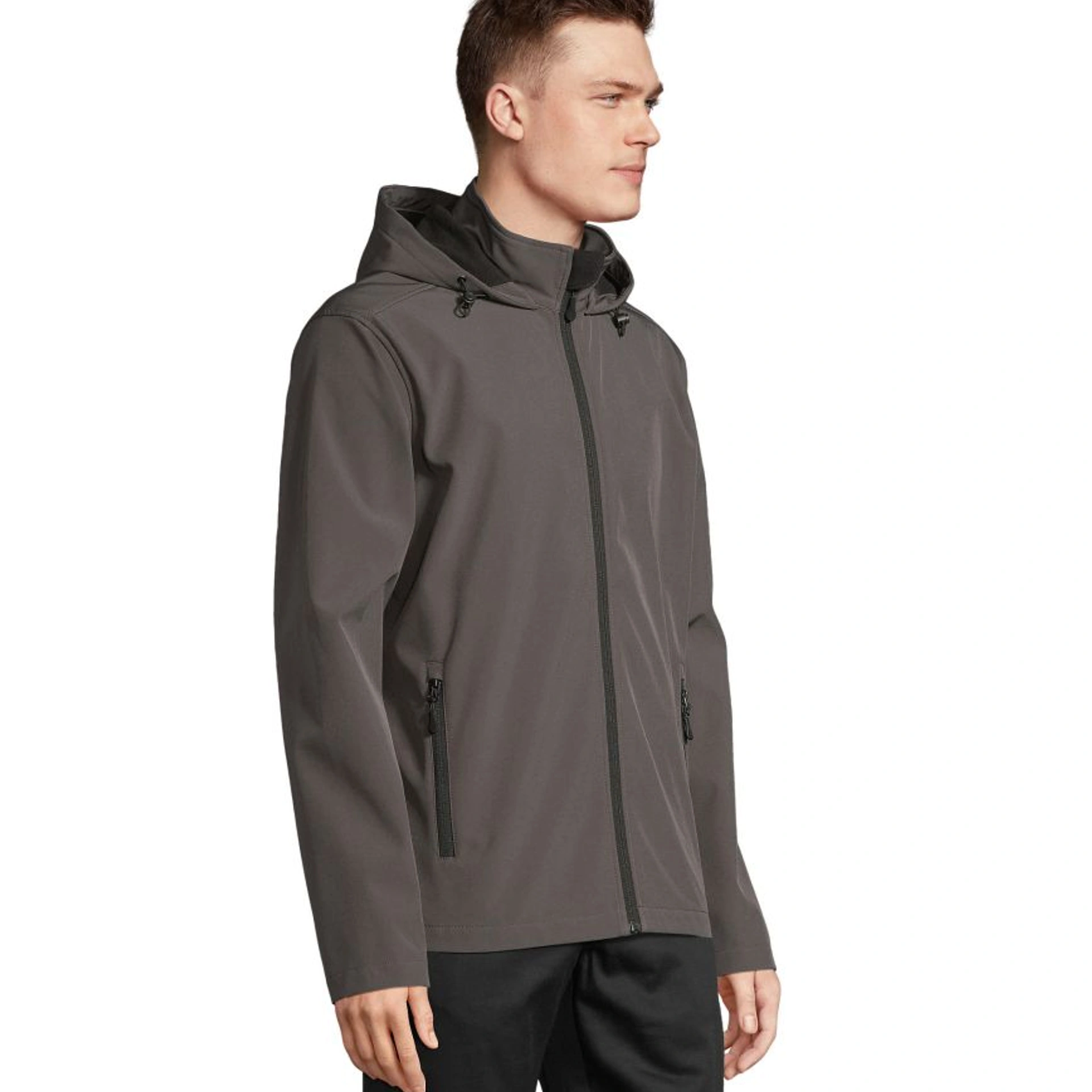 Куртка софтшел чоловіча SOL'S Race Hooded - Вугільно-сірий / 3XL