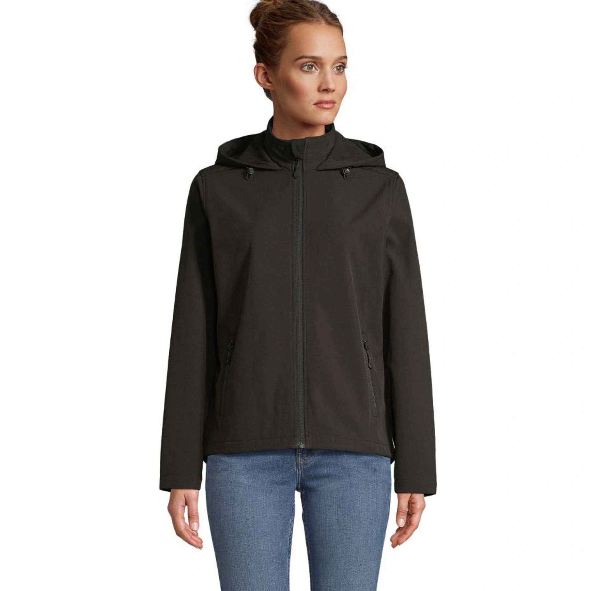 Куртка софтшел жіноча SOL'S Race Hooded - Чорний / 3XL