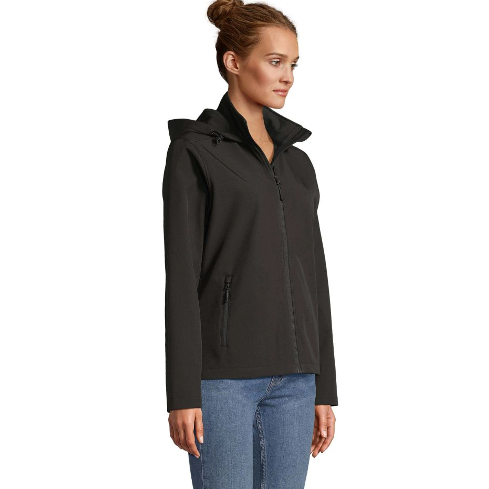 Куртка софтшел жіноча SOL'S Race Hooded - Чорний / 3XL